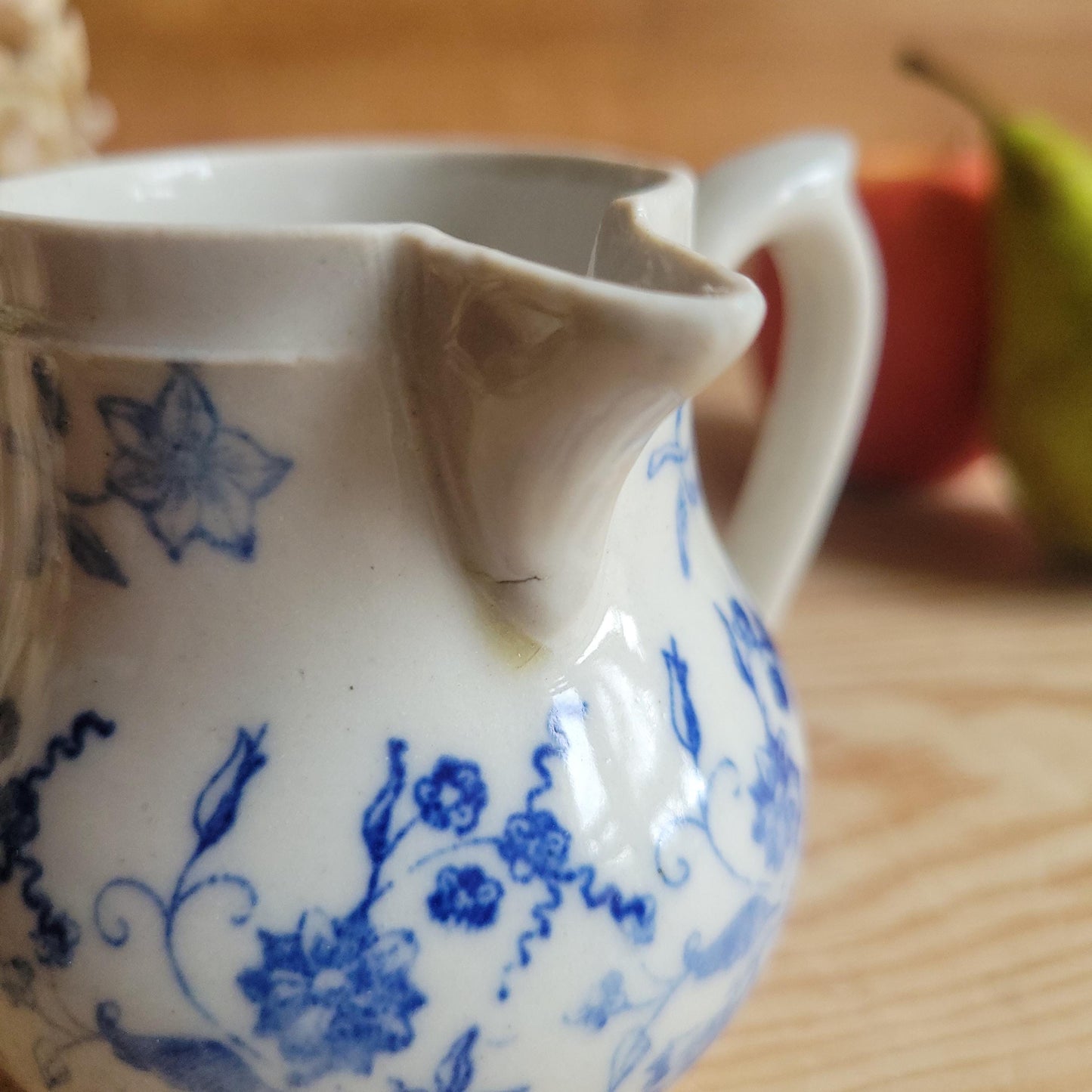 Small St Uze Pitcher with Rich Blue Floral Decoration, France c.1900