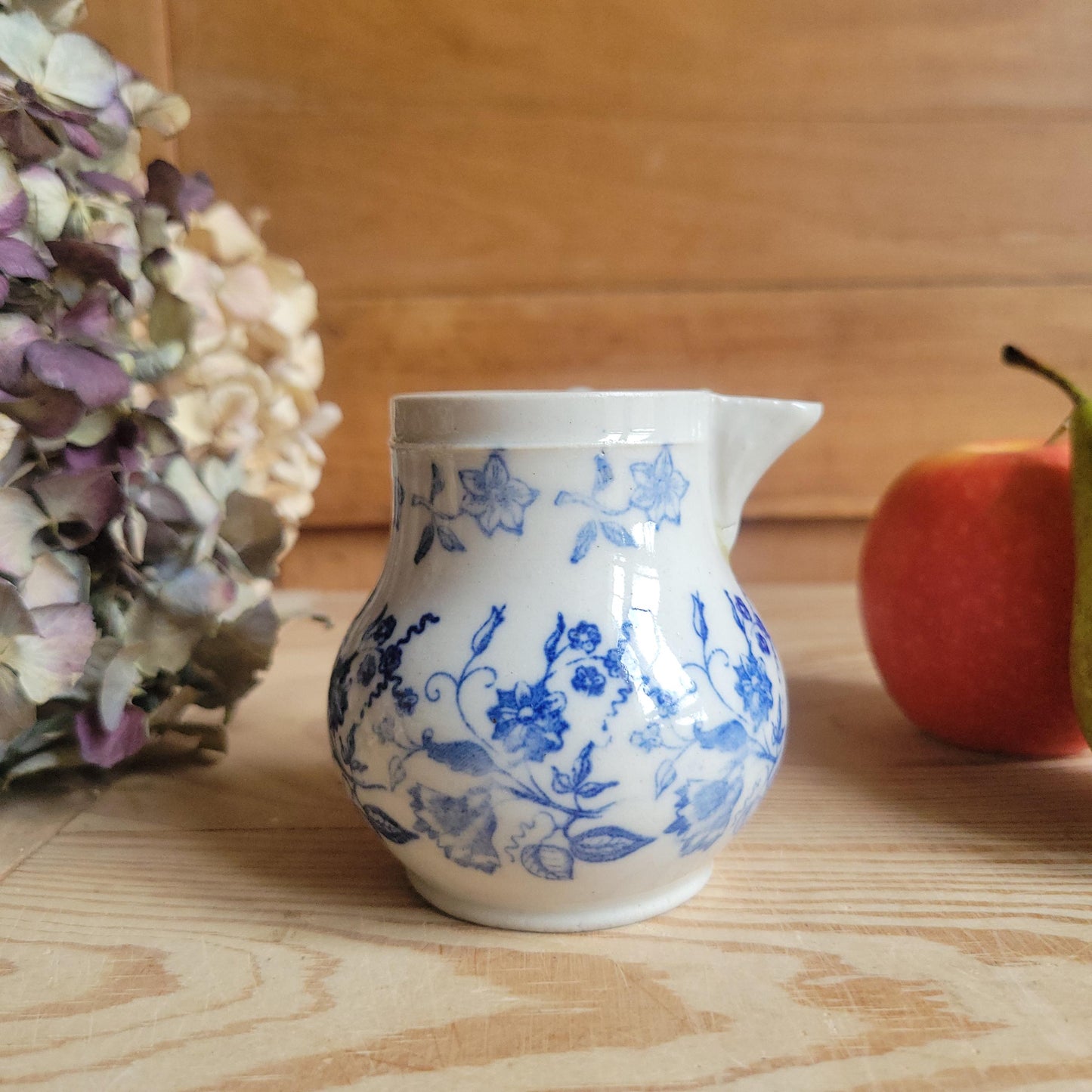 Small St Uze Pitcher with Rich Blue Floral Decoration, France c.1900
