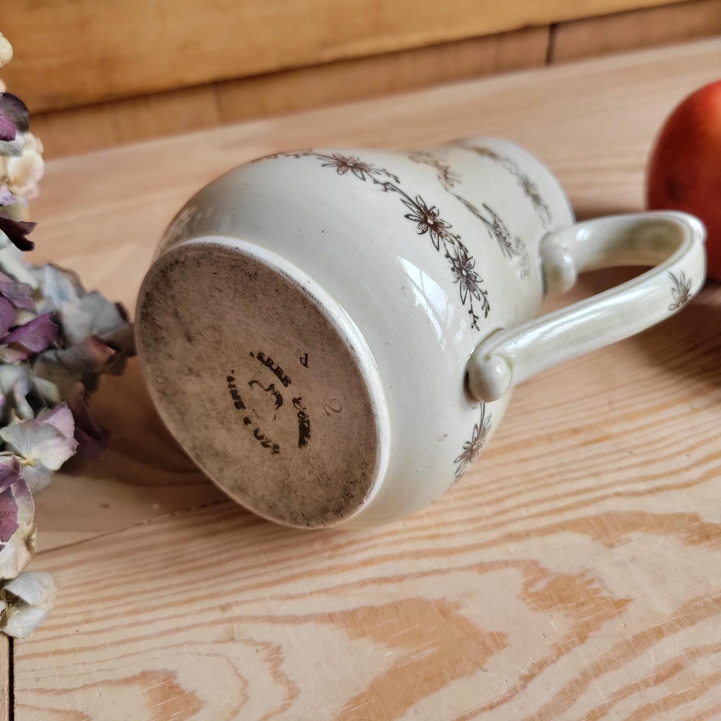 Antique Brown St Uze Teapot with Moulded Spout, France c.1920
