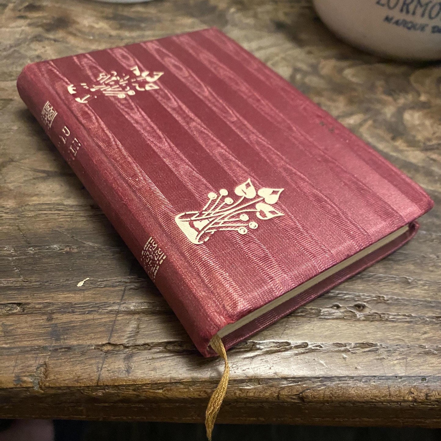 French Missal Prayer Book with Purple Silk Binding and Communion Card, c.1950