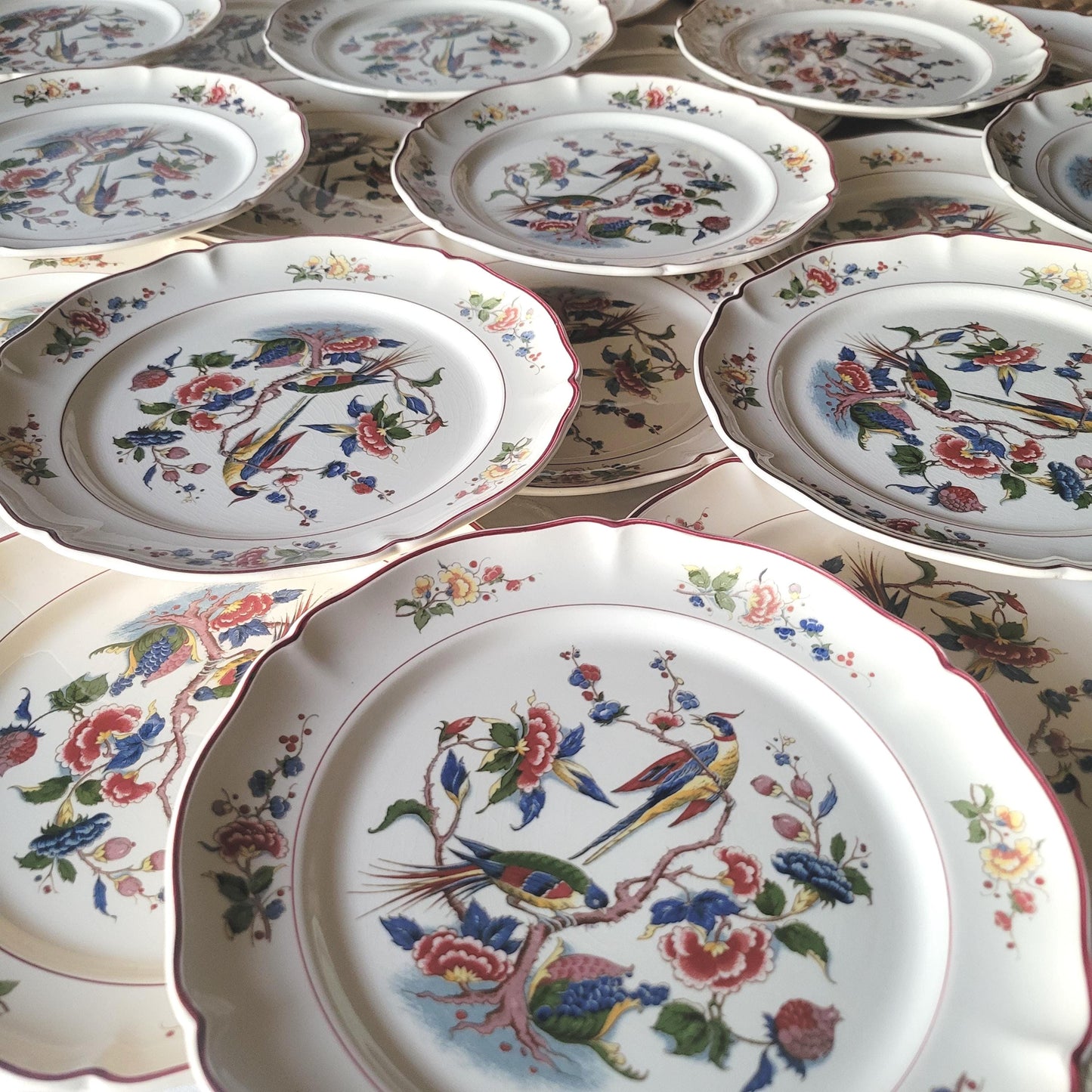 Vintage Villeroy & Boch 12-24 Place Dinner Service, Phoenix Bird Floral Design, 60pc