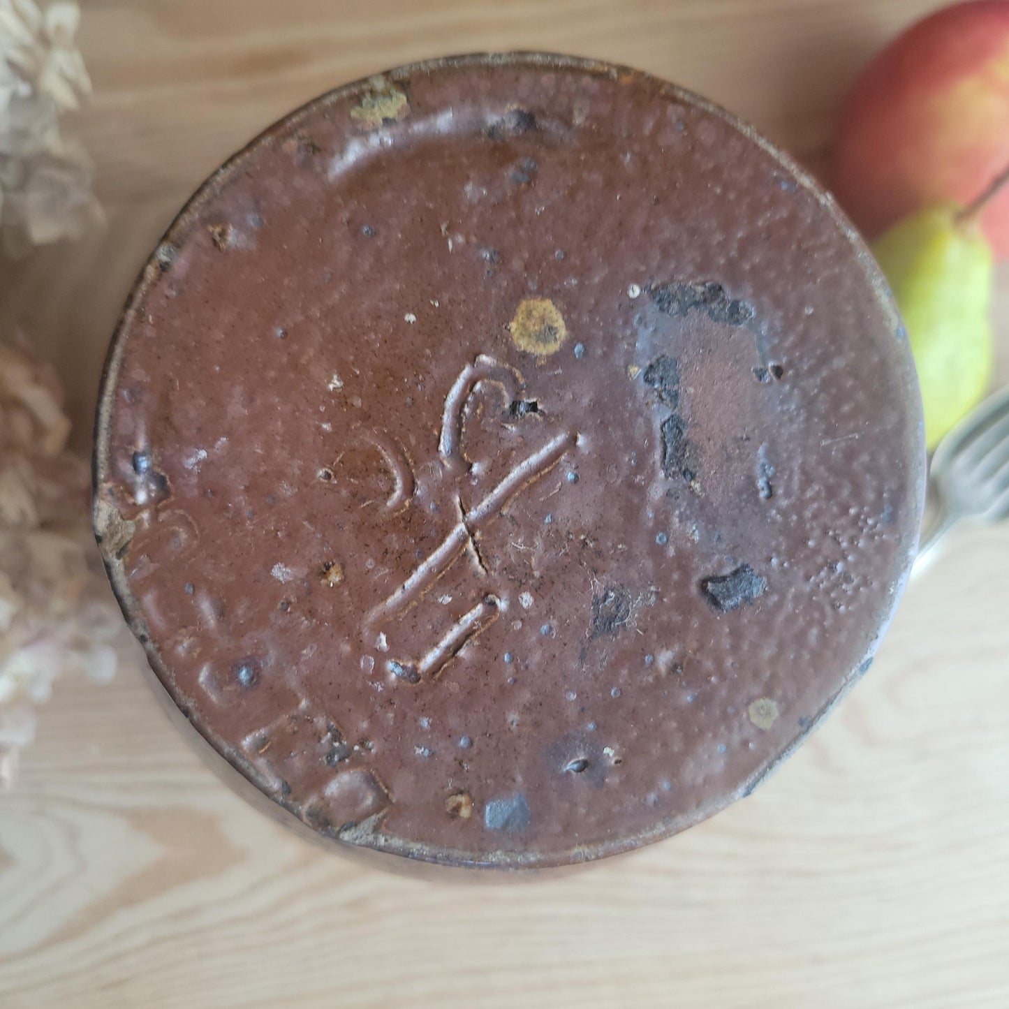 Vintage French salt or Confit Pot - richly glazed handled stoneware, chocolate brown, early to mid 1900s