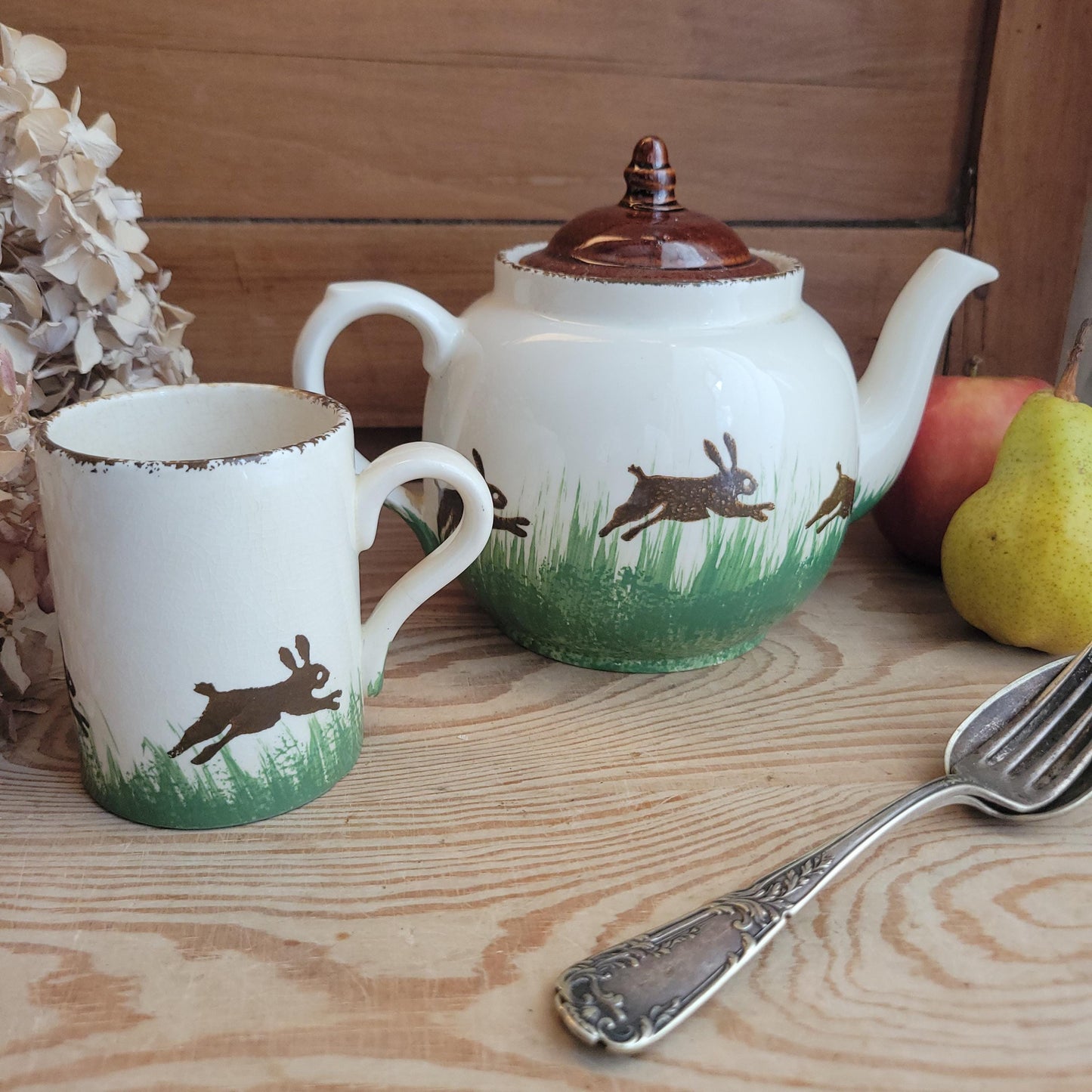 Vintage Teapot and Cup by Kensington Potteries, Running Hare Design, England