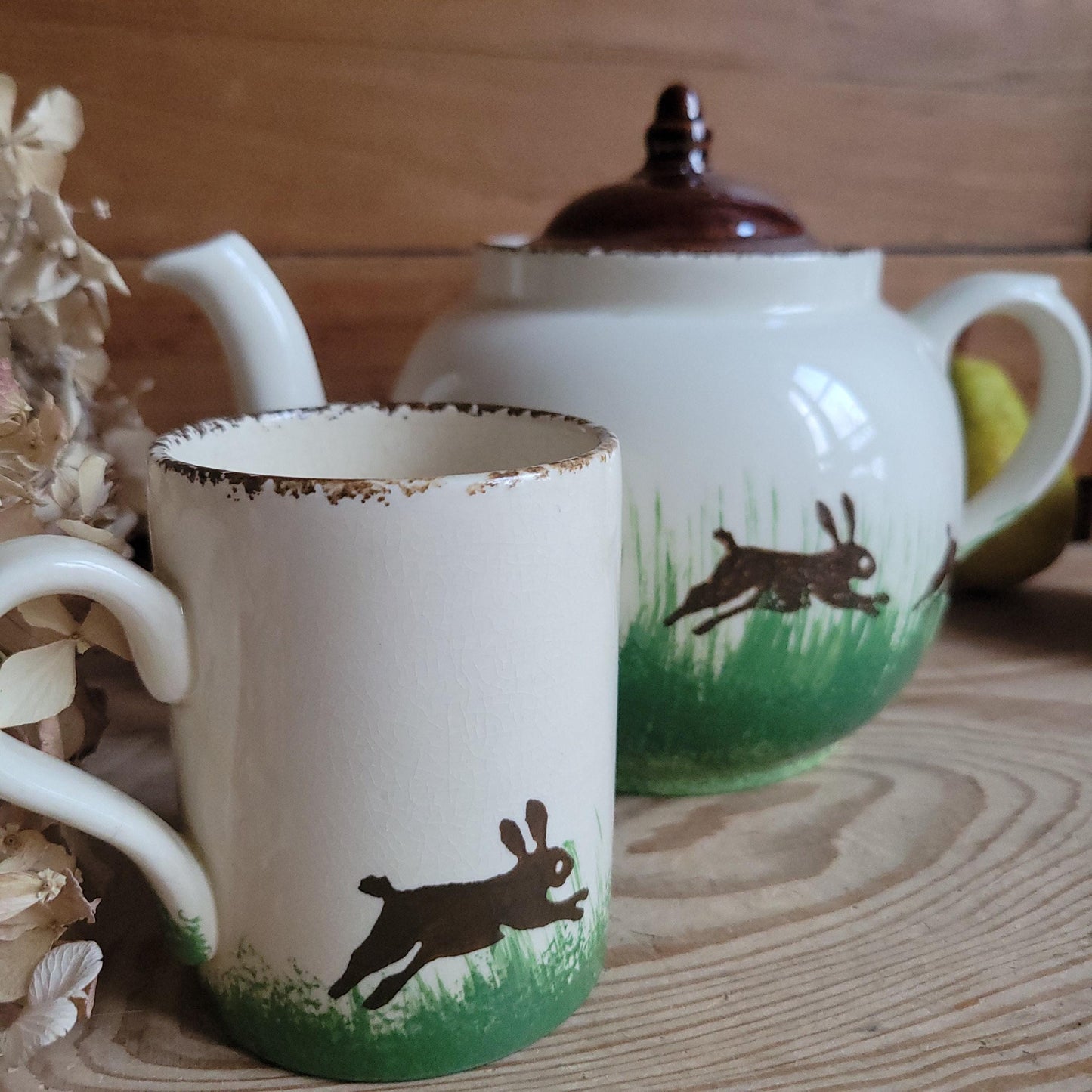 Vintage Teapot and Cup by Kensington Potteries, Running Hare Design, England