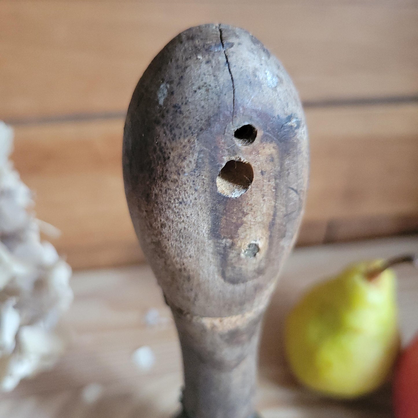 Antique Brass Hand Bell with Repaired Wooden Handle, France c.1870