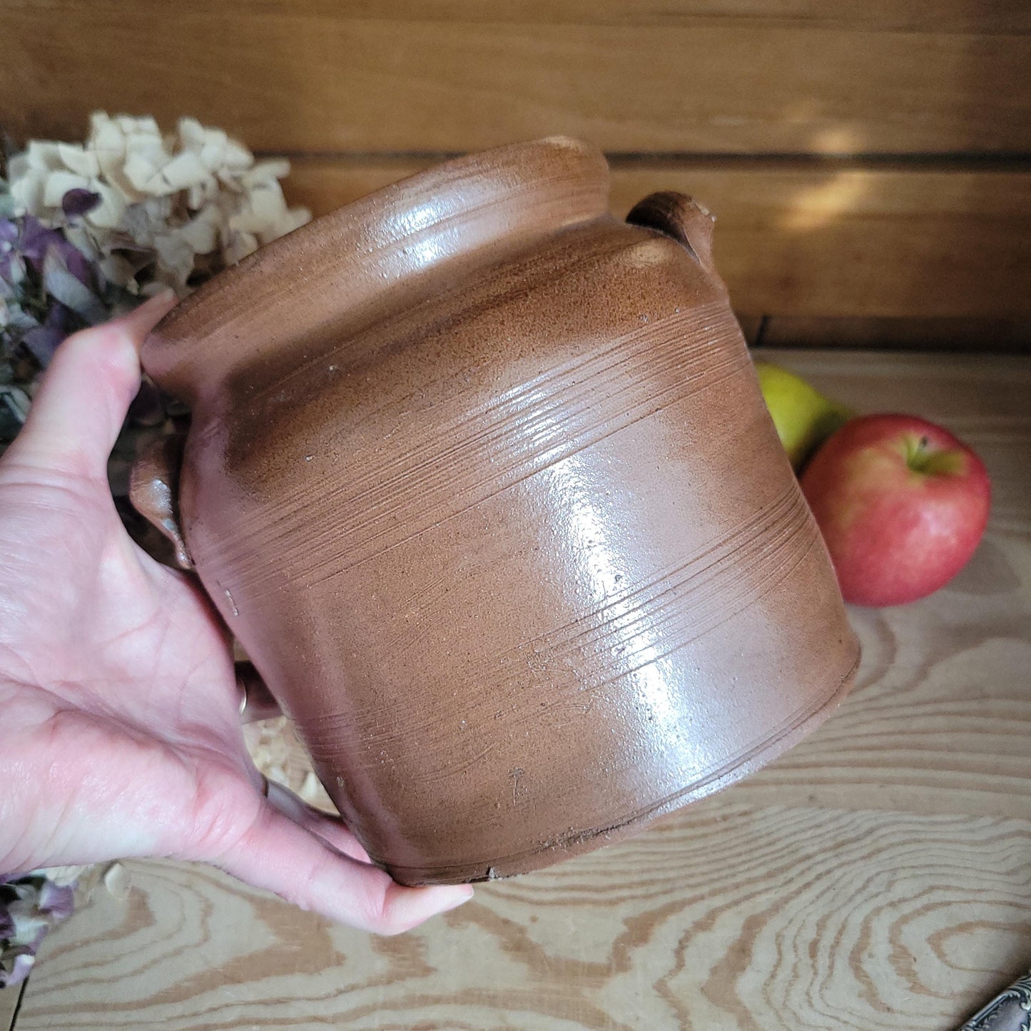 Small Confit Pot with Russet Brown Glaze, Dijon Region c.1920