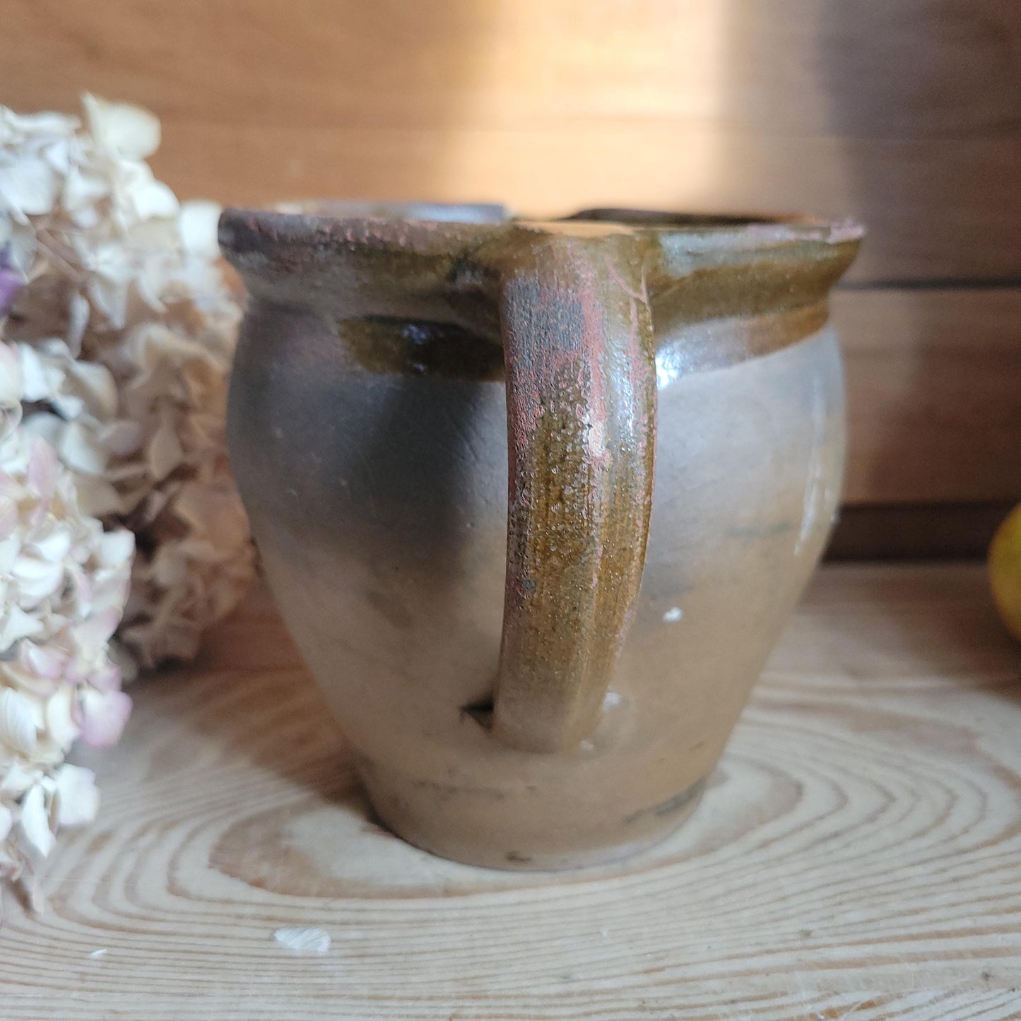 Antique Stoneware Jug, Part Glazed Interior and Rim, Dijon Region France c.1920