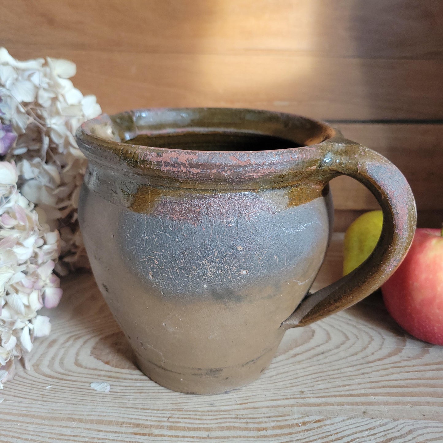 Antique Stoneware Jug, Part Glazed Interior and Rim, Dijon Region France c.1920