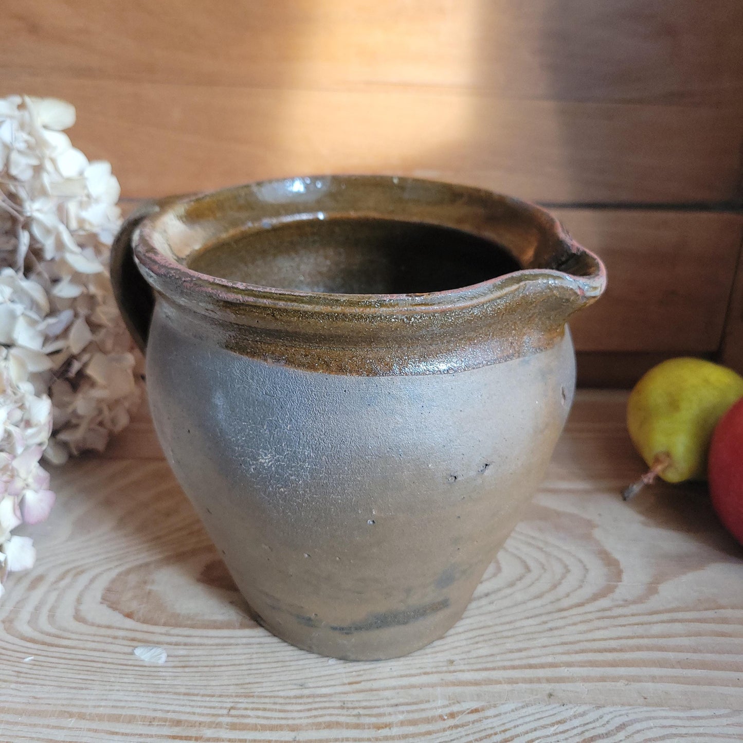 Antique Stoneware Jug, Part Glazed Interior and Rim, Dijon Region France c.1920