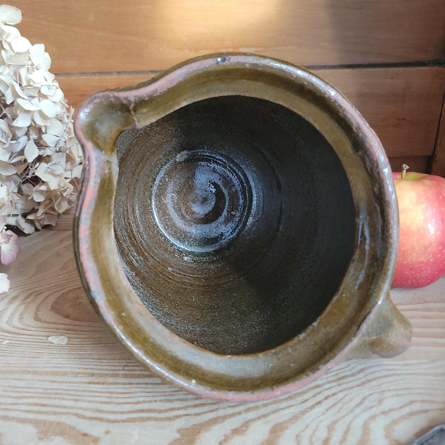 Antique Stoneware Jug, Part Glazed Interior and Rim, Dijon Region France c.1920