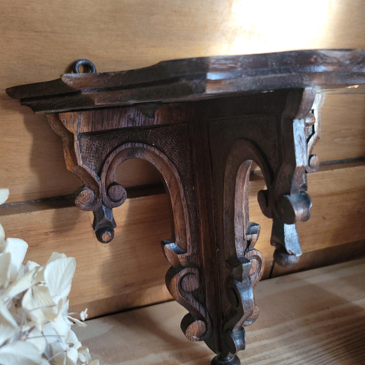 Antique Ornamental Wooden Shelf, Henri II Revival Style, France c.1900