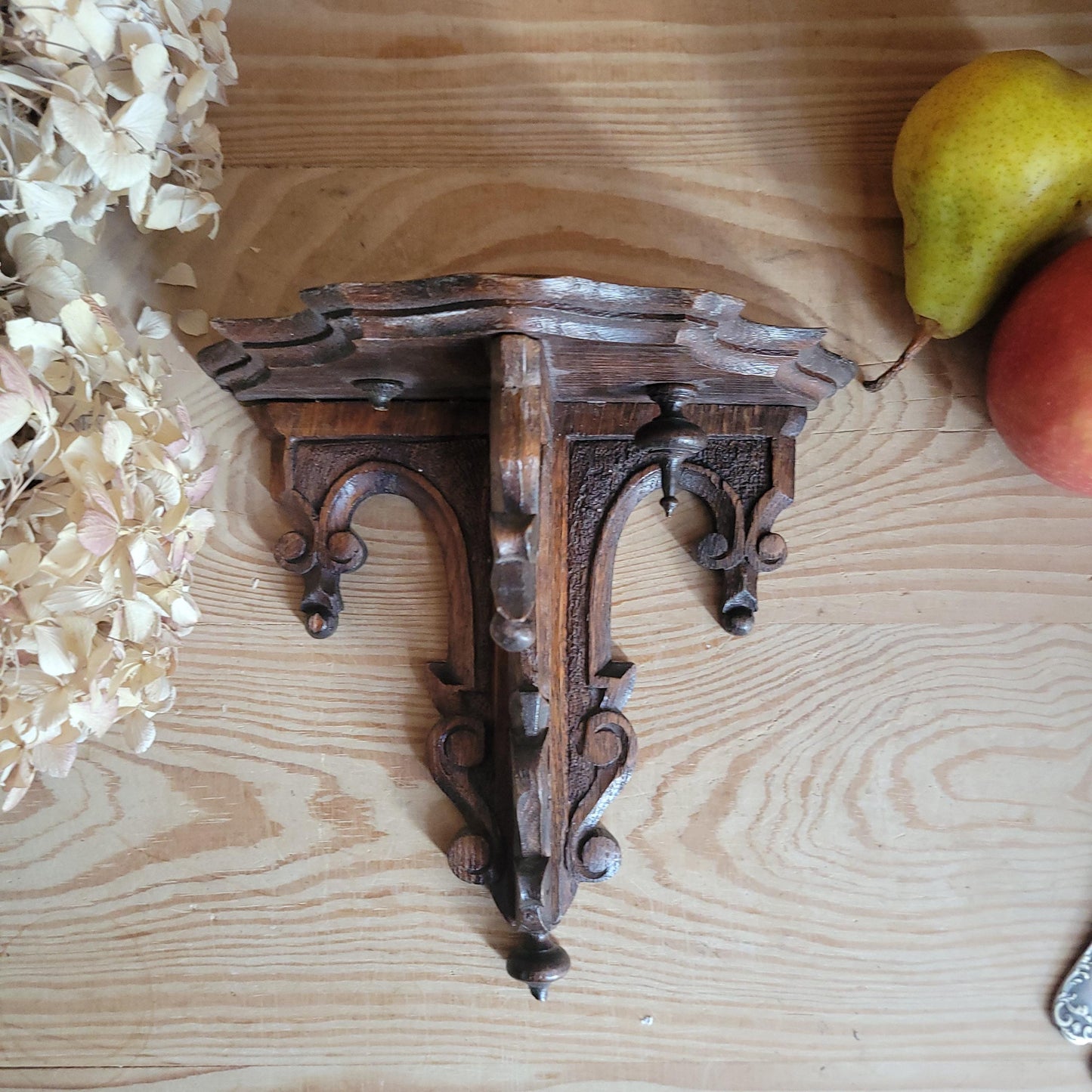 Antique Ornamental Wooden Shelf, Henri II Revival Style, France c.1900