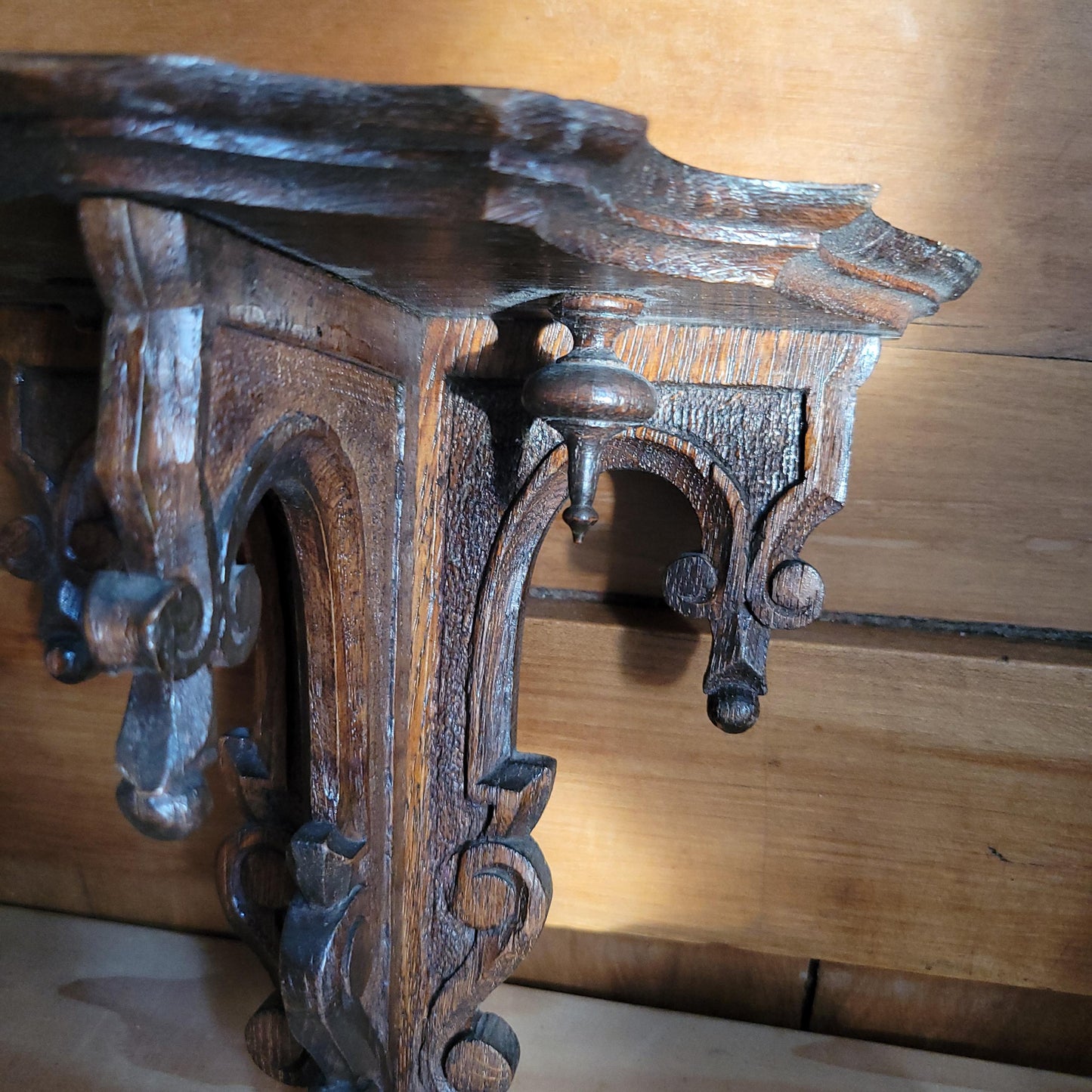 Antique Ornamental Wooden Shelf, Henri II Revival Style, France c.1900