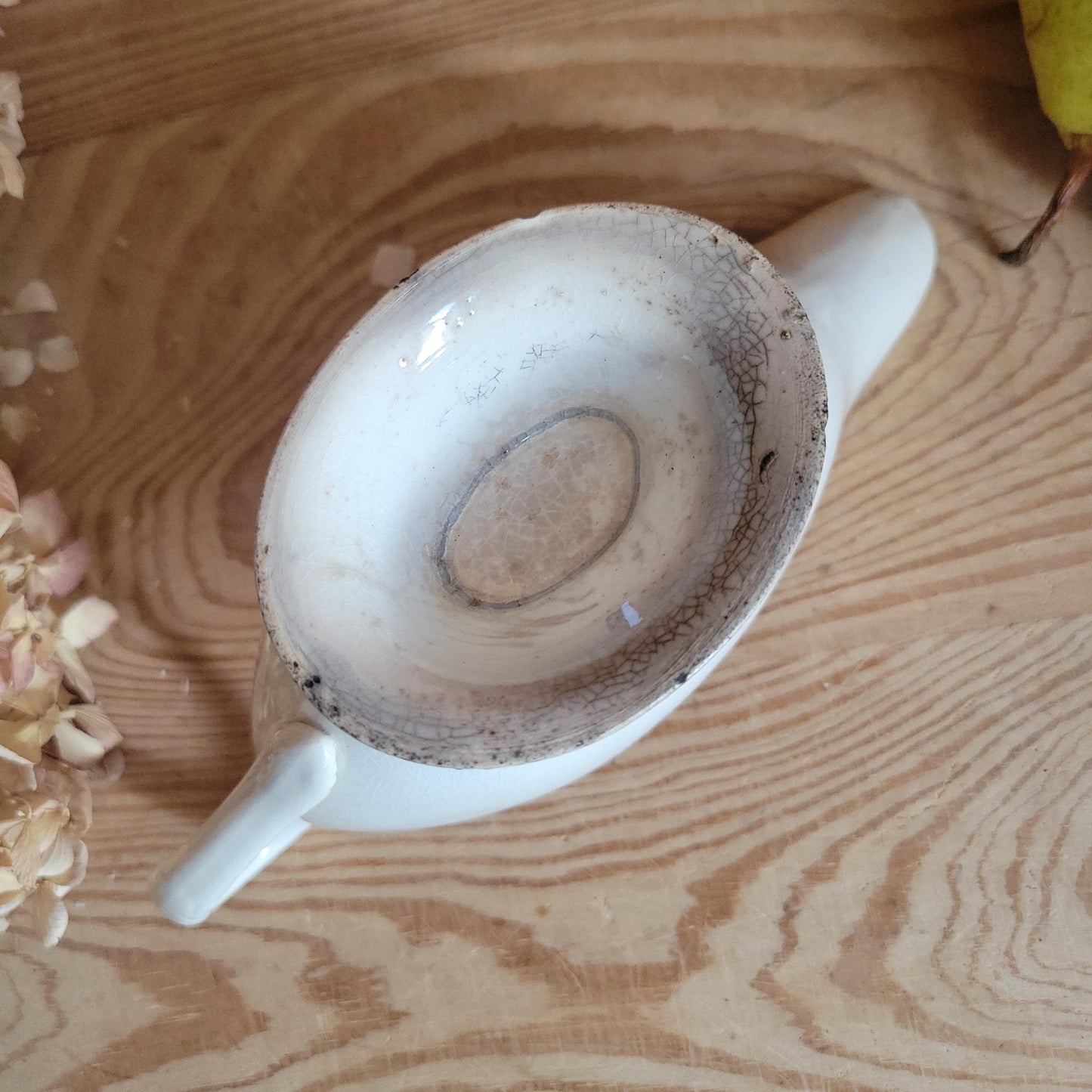 Antique French White Ironstone Saucière / Gravy Jug, Late 19th Century