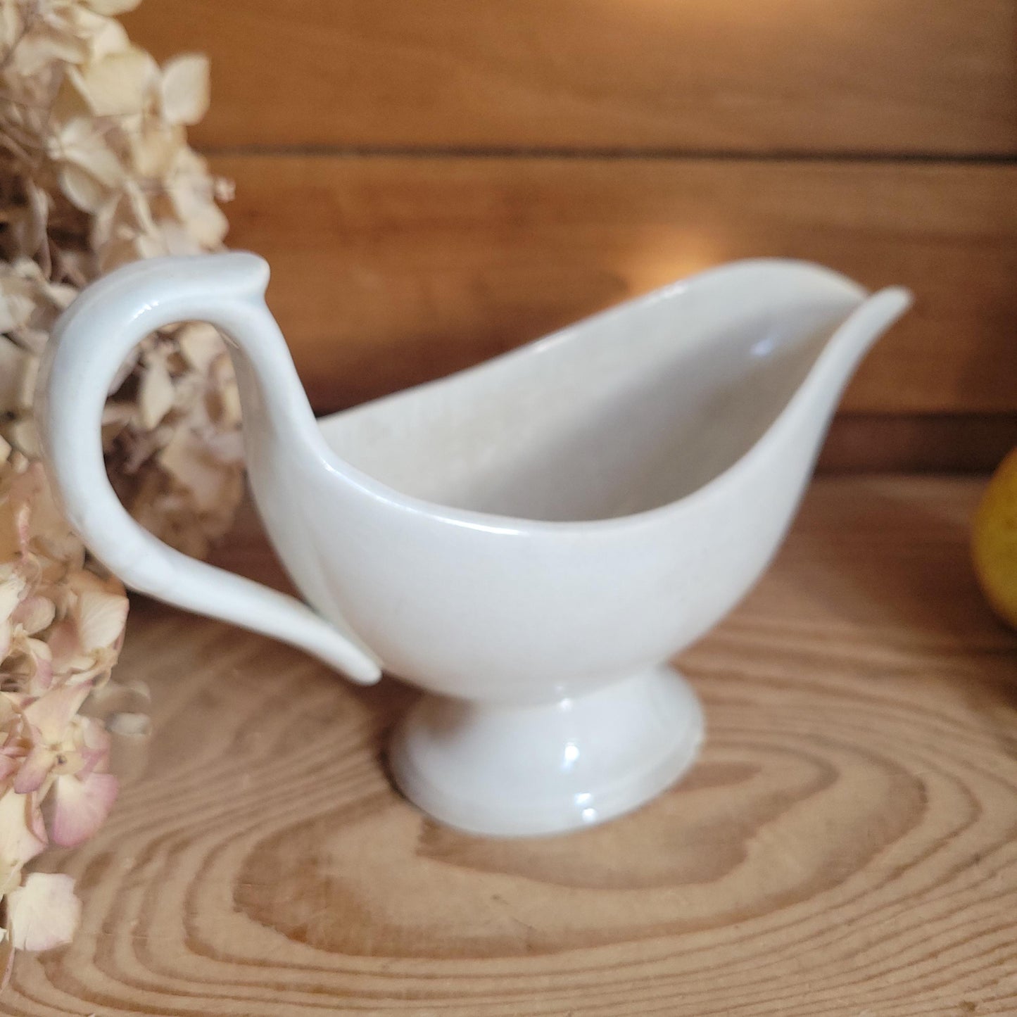 Antique French White Ironstone Saucière / Gravy Jug, Late 19th Century