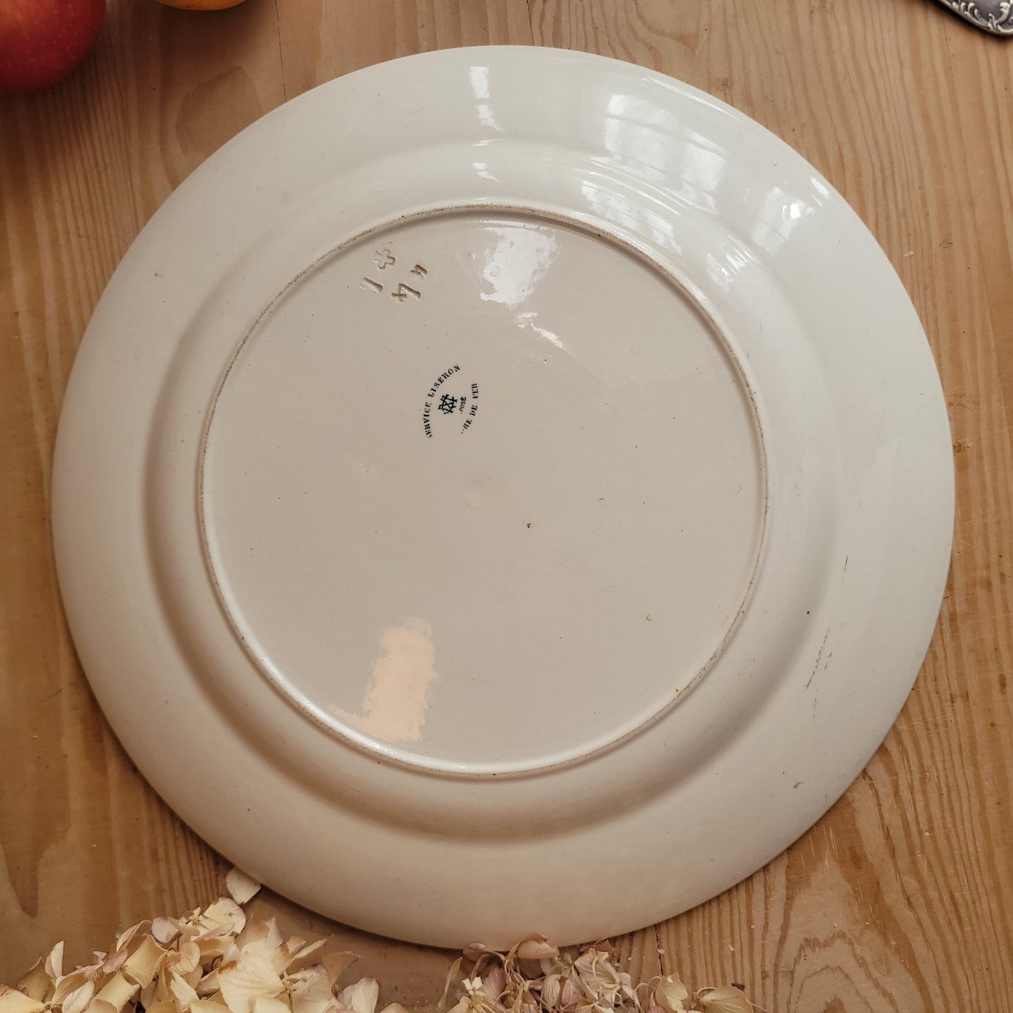 Large Green Transferware Platter, Creil et Montereau ‘Liseron’