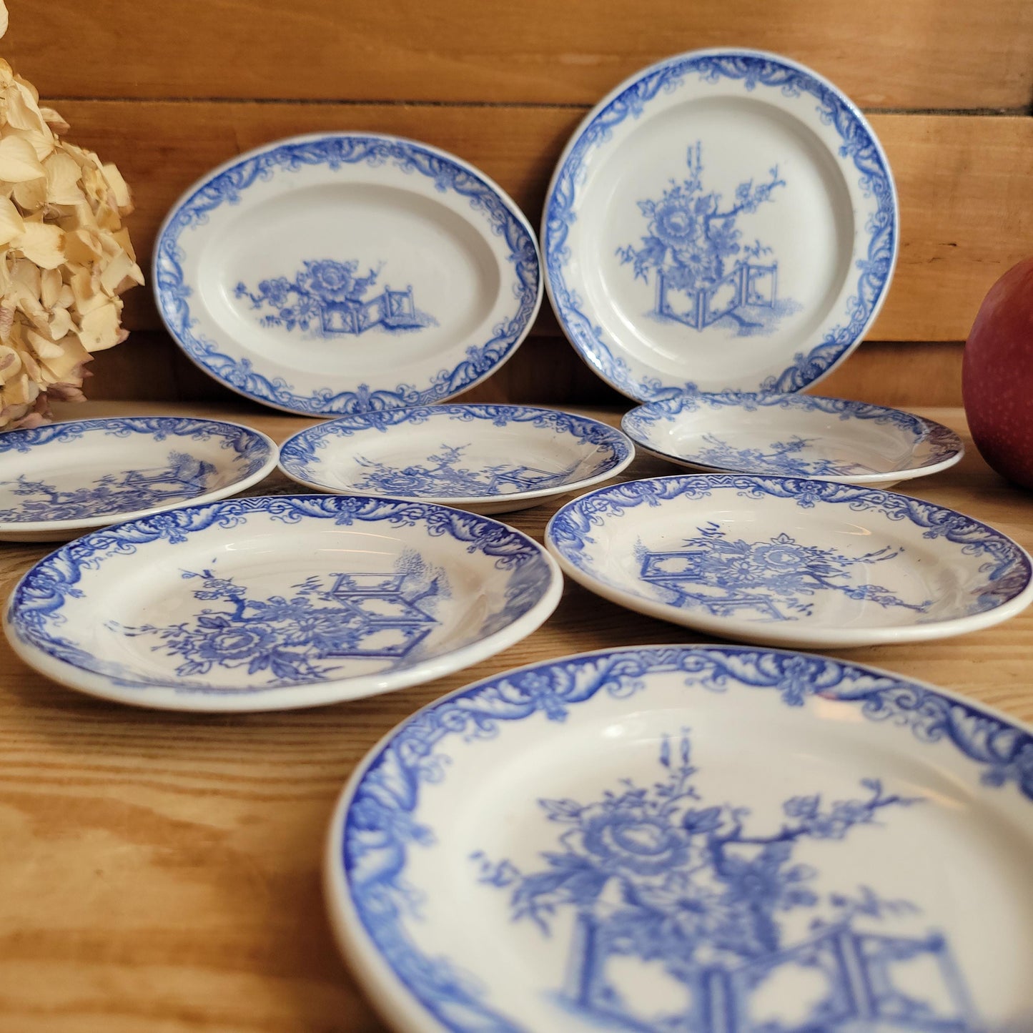 Miniature Antique French Dinette Set, Doll Dinner Service, Attributed Creil et Montereau, France c.1890