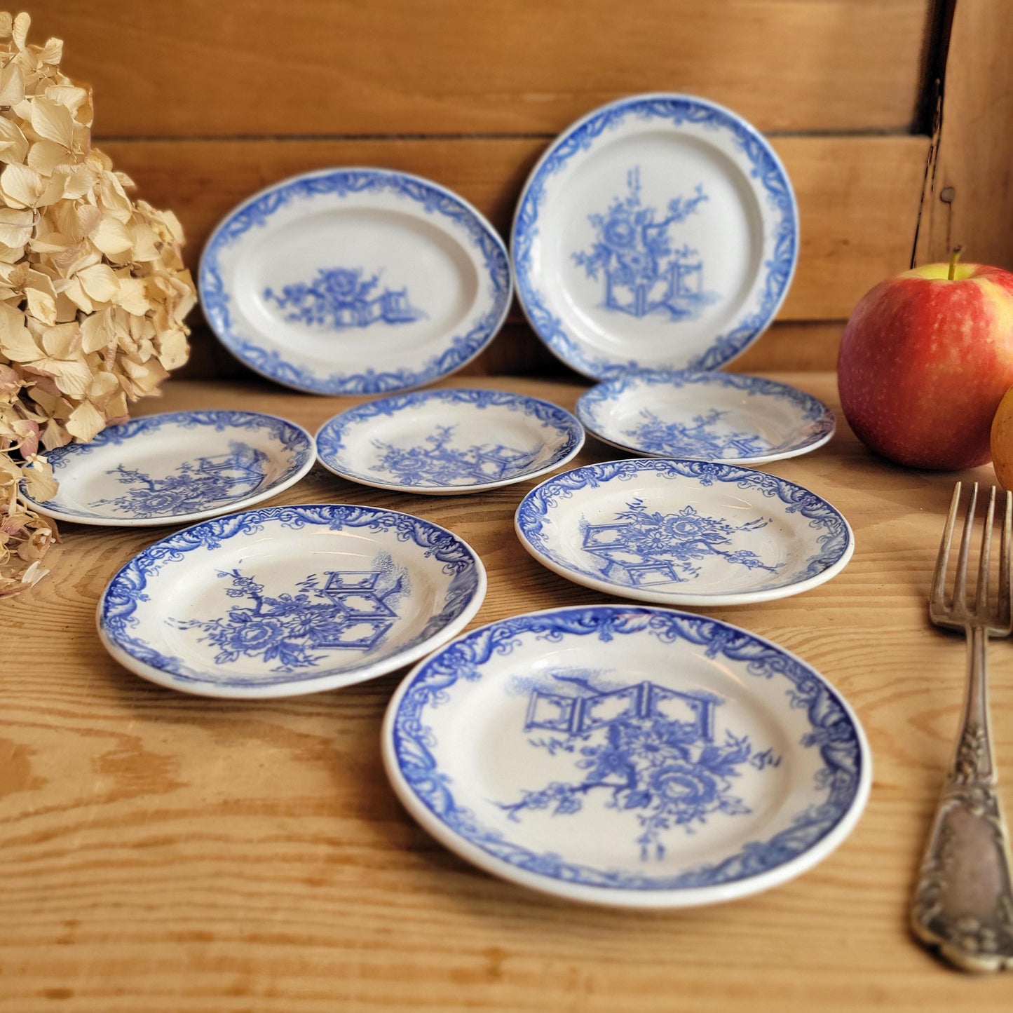 Miniature Antique French Dinette Set, Doll Dinner Service, Attributed Creil et Montereau, France c.1890