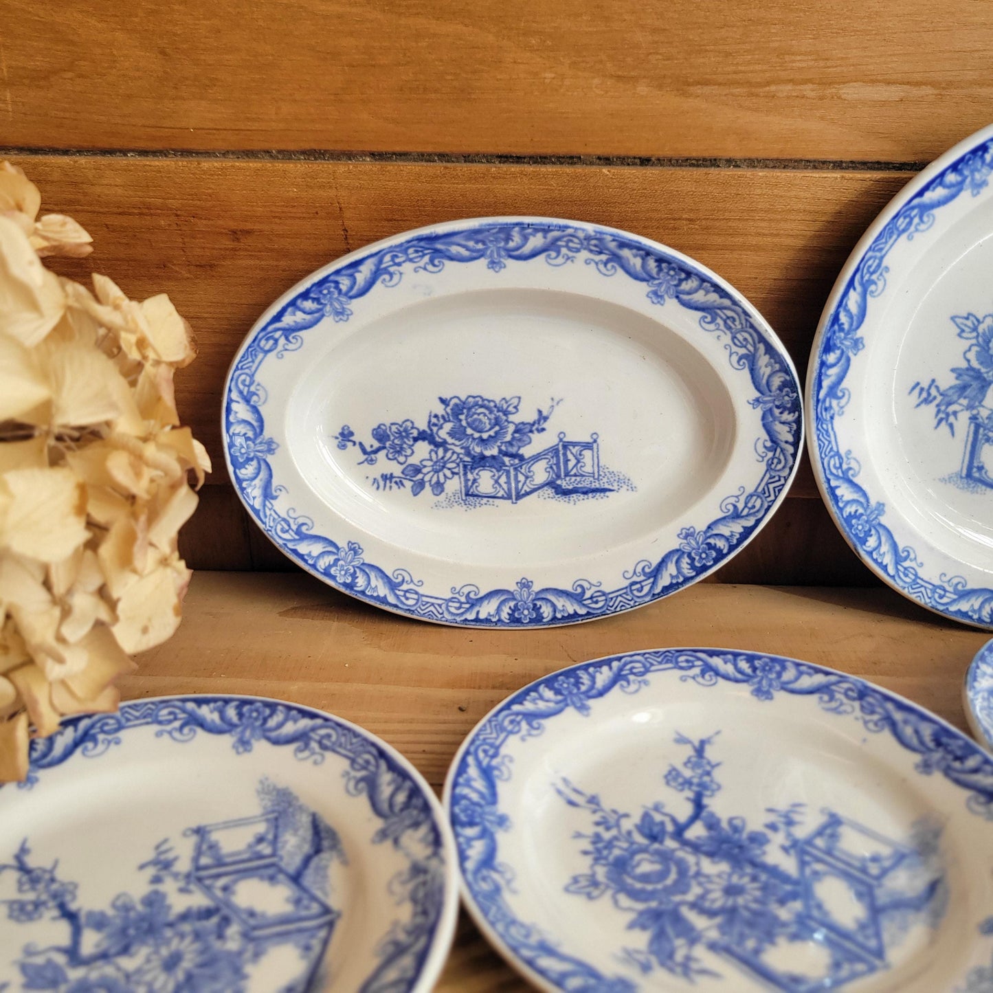 Miniature Antique French Dinette Set, Doll Dinner Service, Attributed Creil et Montereau, France c.1890