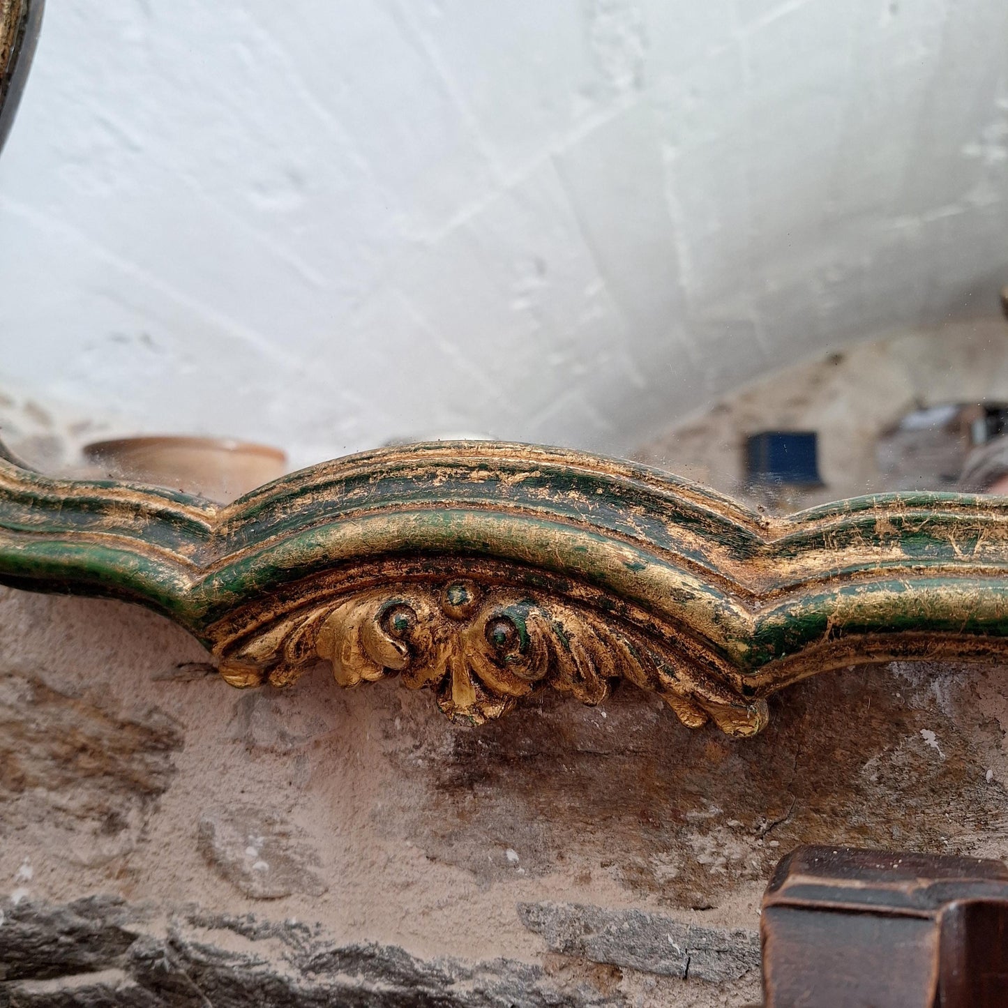 Large Antique French Oval Gilt Mirror Scallop Shell Frame c1900