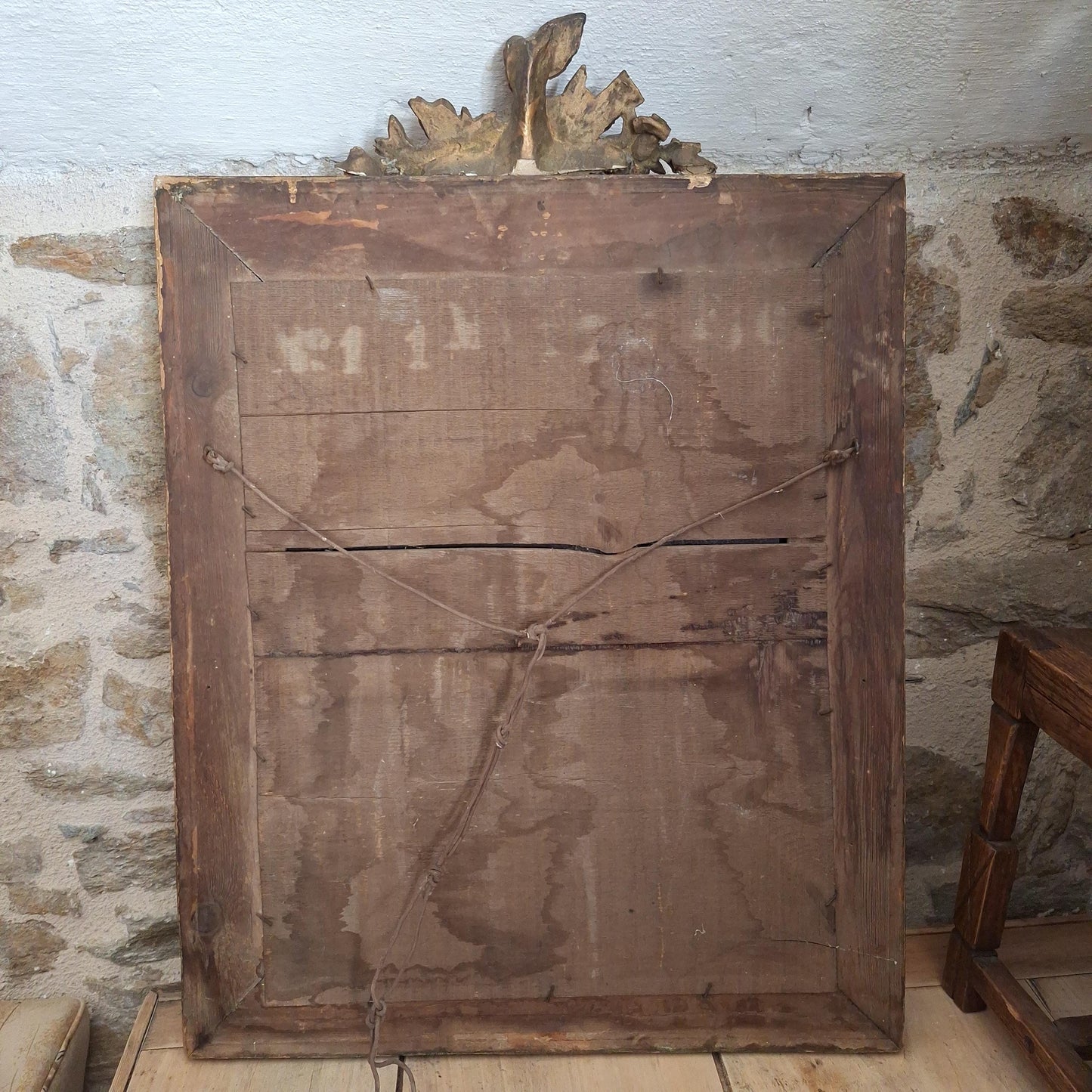 Antique French Rectangular Mirror Ornate Frame Birds Flowers c1900