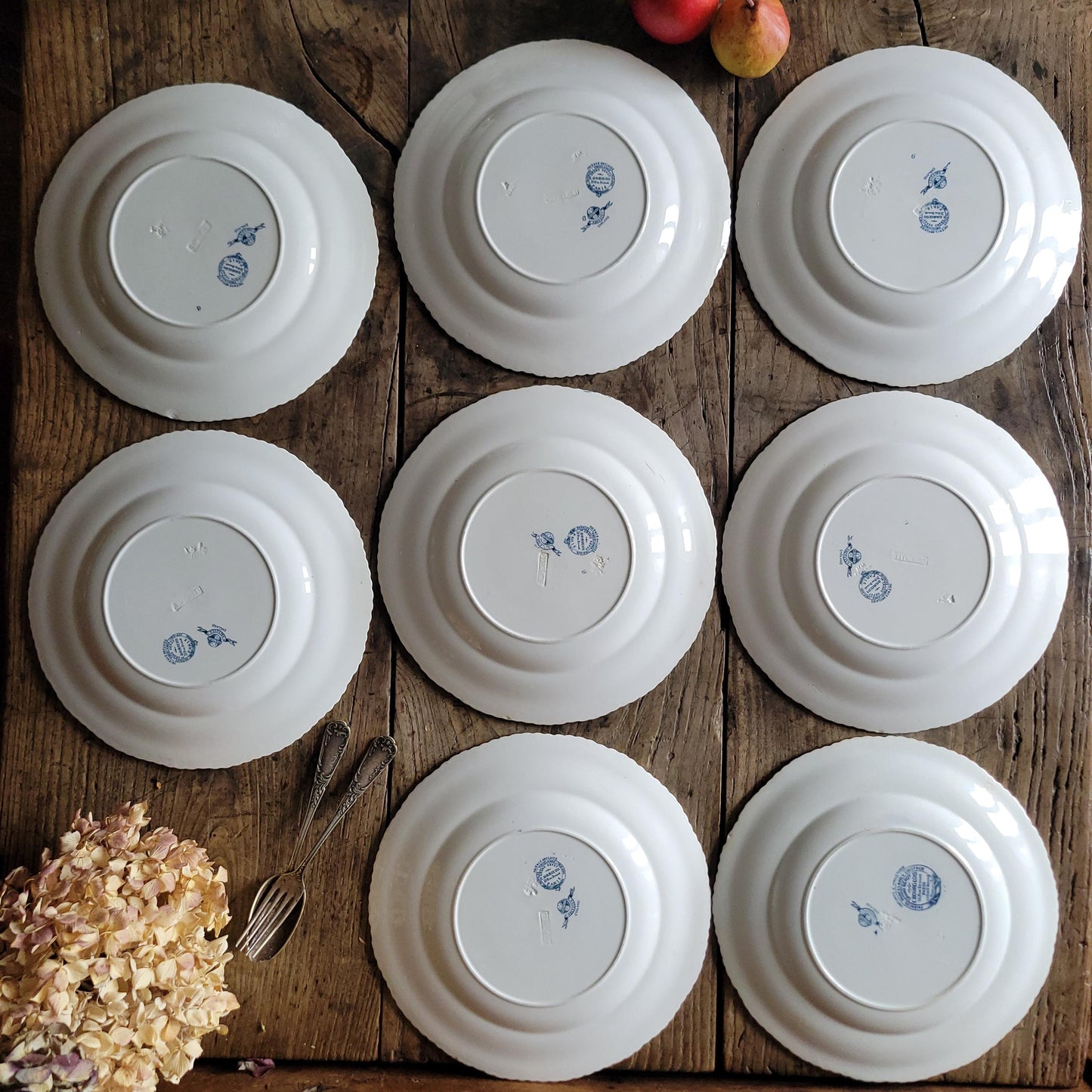 Set of 8 Antique dinner plates: Mintons staffordshire pottery "Aberdeen' pattern c1880