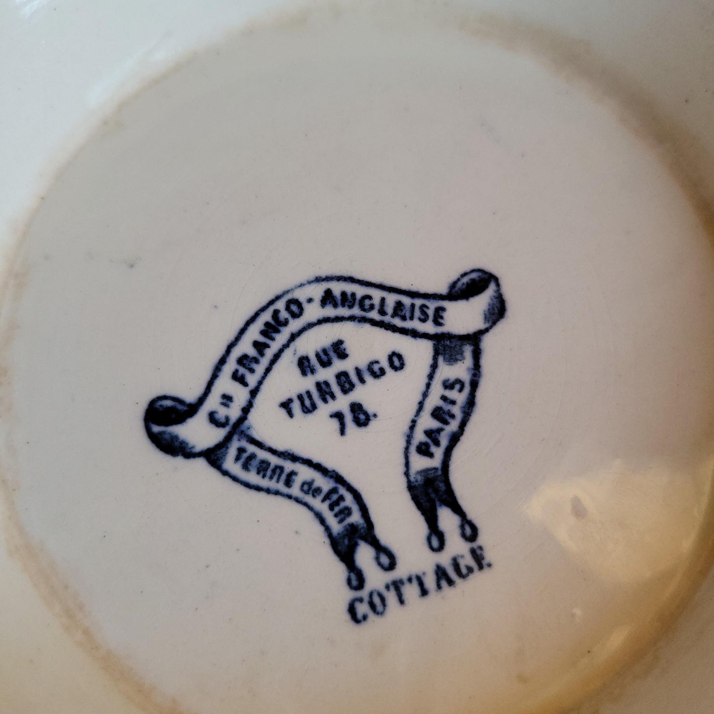 Antique Blue and White Transferware Soupière for Paris Department Store, France c.1900