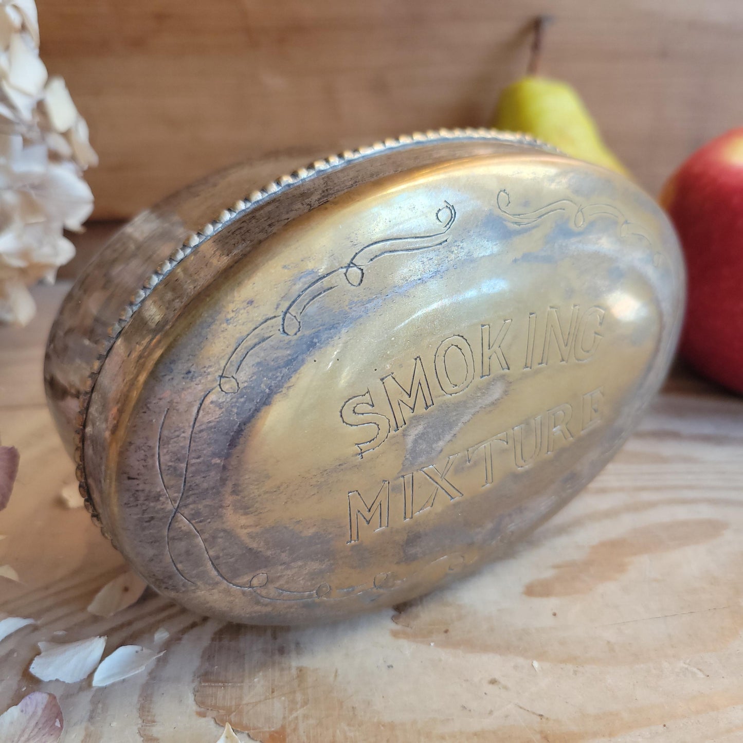 Small Antique Silver Plate Box “Smoking Mixture”, France c.1900