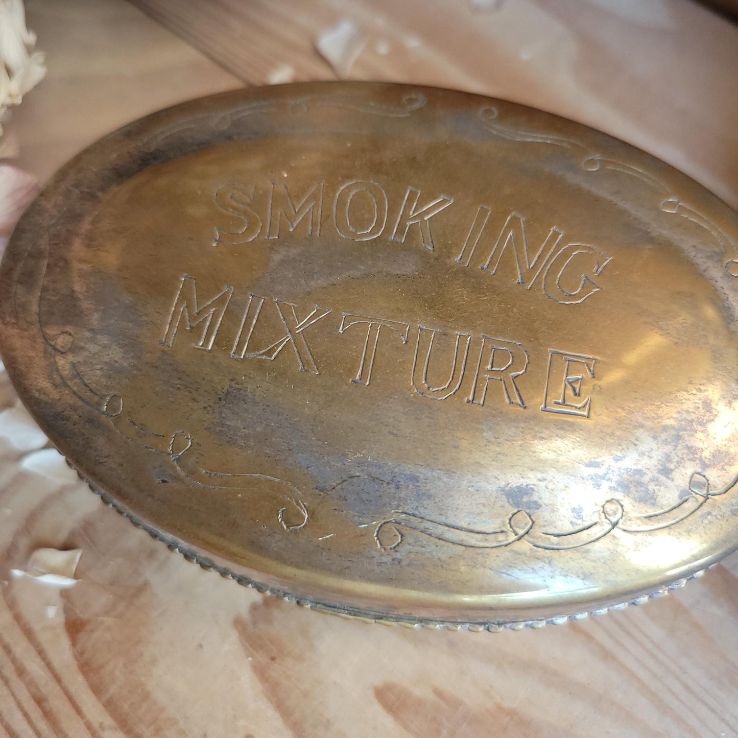 Small Antique Silver Plate Box “Smoking Mixture”, France c.1900