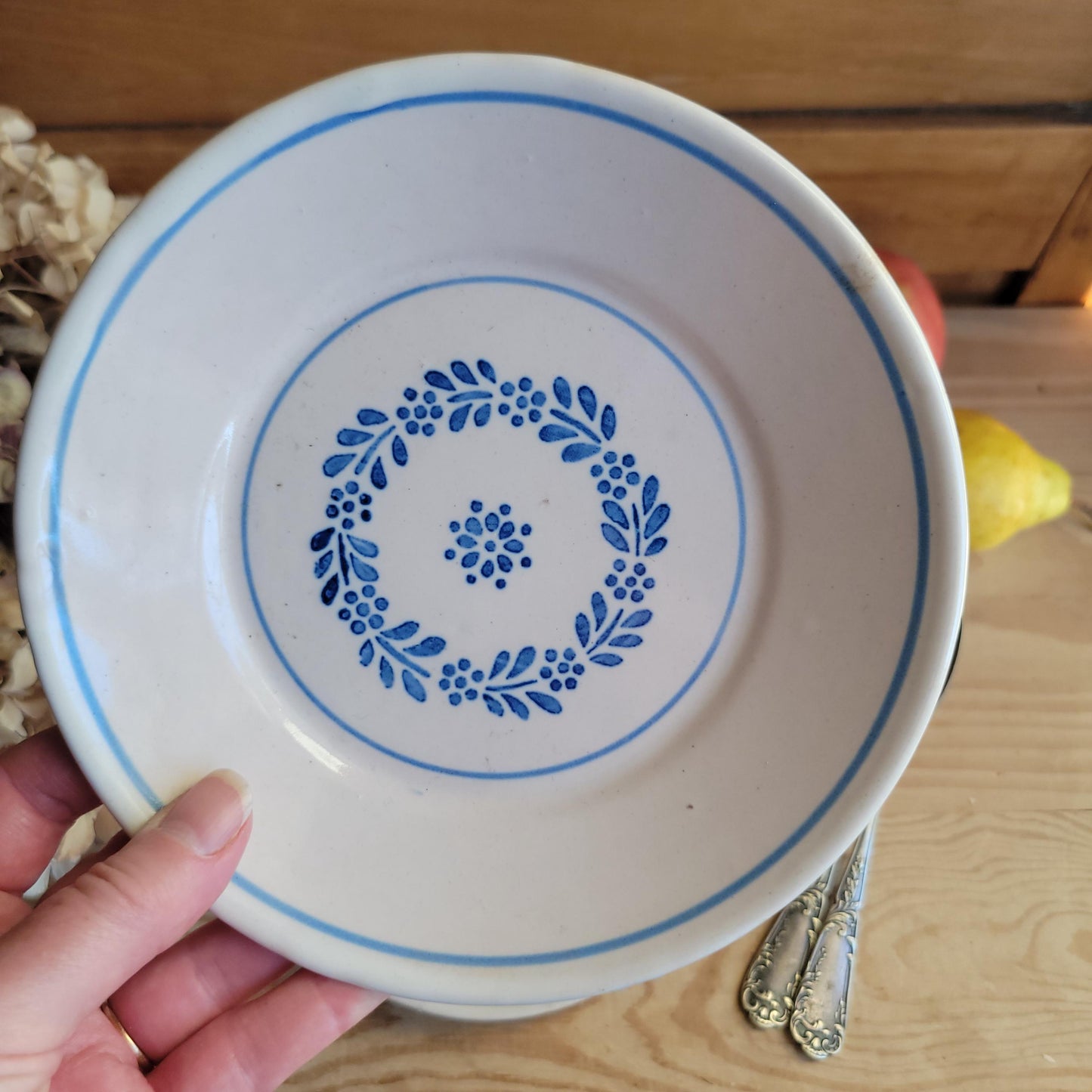 Pair of Antique Blue Transferware Side Plates, French Production c.1900