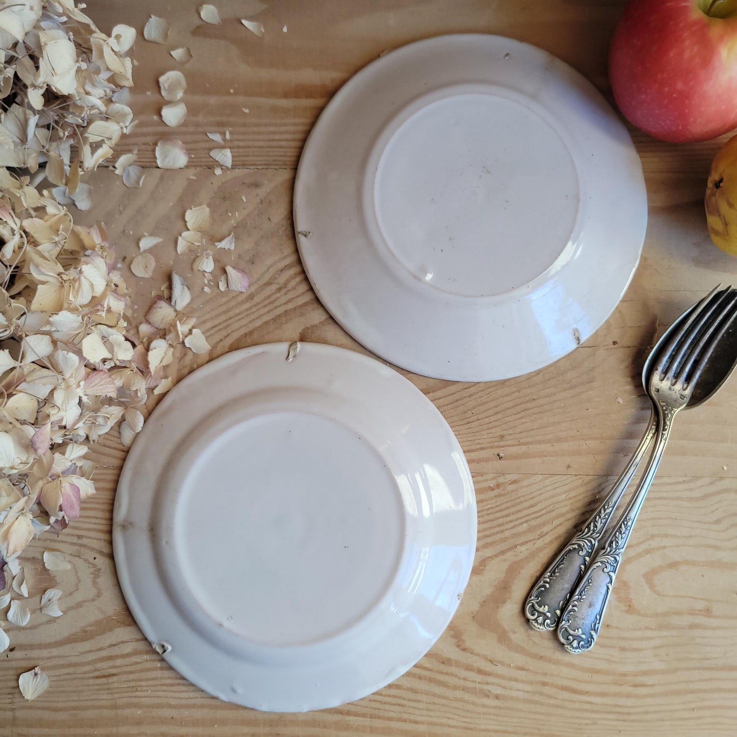 Pair of Antique Blue Transferware Side Plates, French Production c.1900