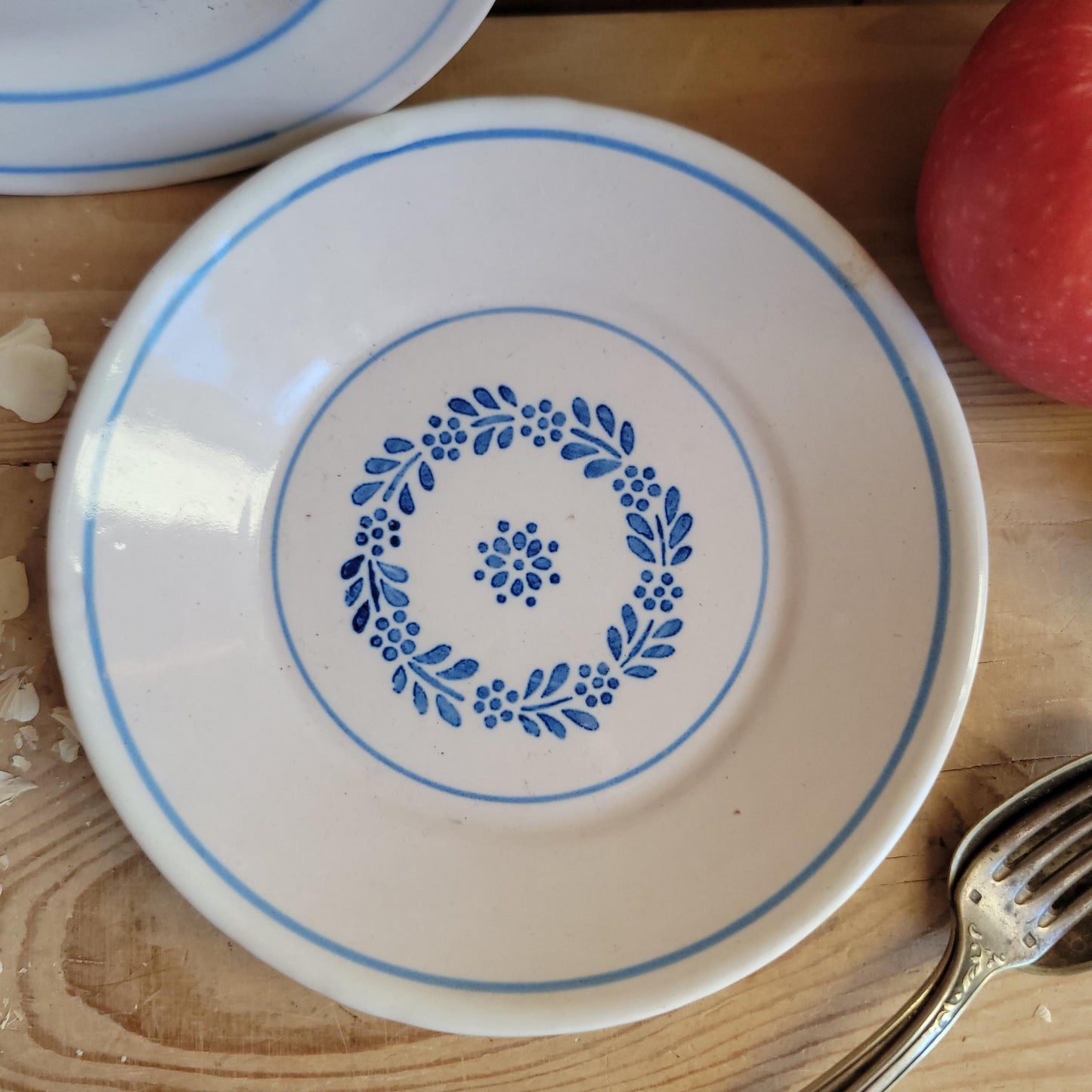 Pair of Antique Blue Transferware Side Plates, French Production c.1900