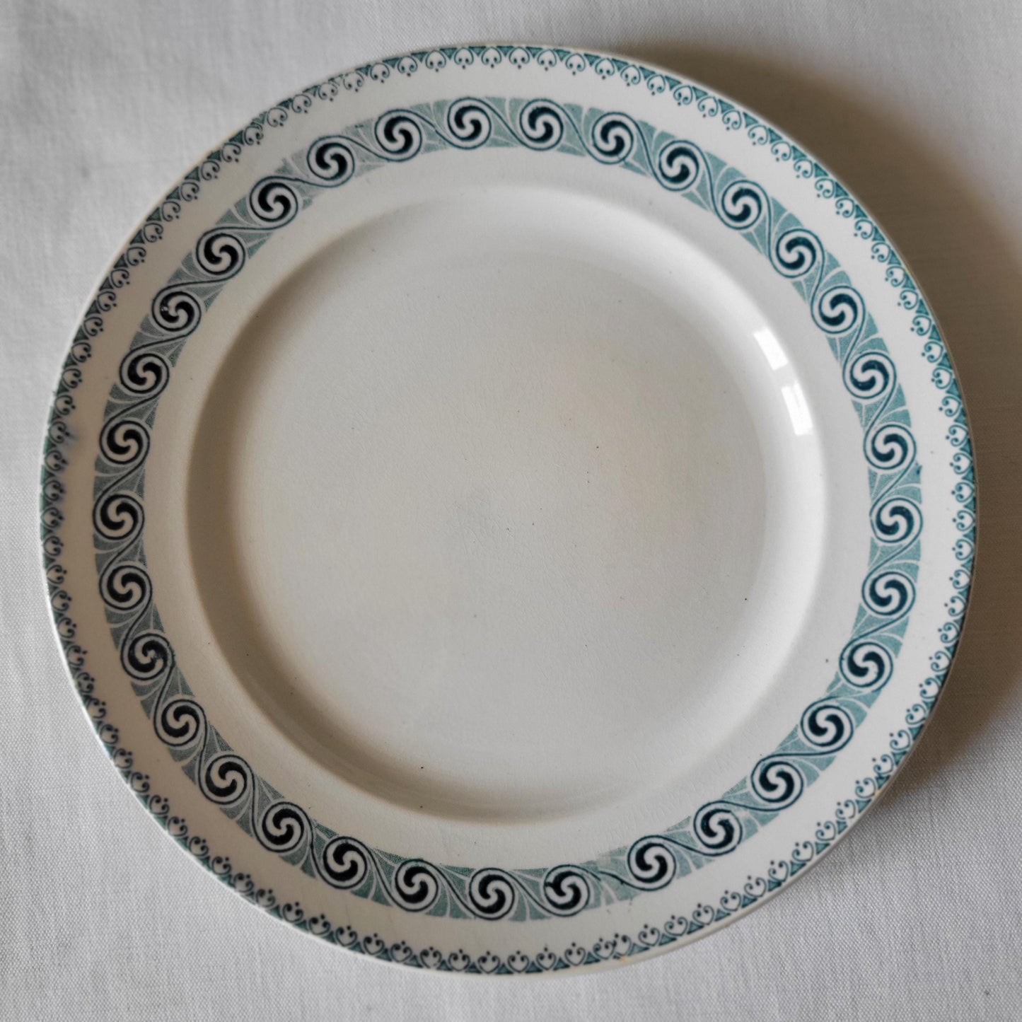 SET 6 mismatched antique green transferware dessert plates c 1880 - 1900