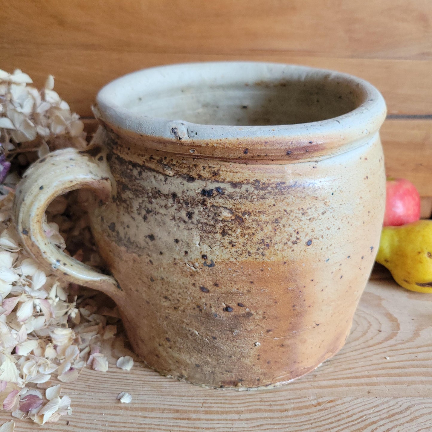 Antique Stoneware Jug, Part Glazed Interior and Rim, Dijon Region France c.1920