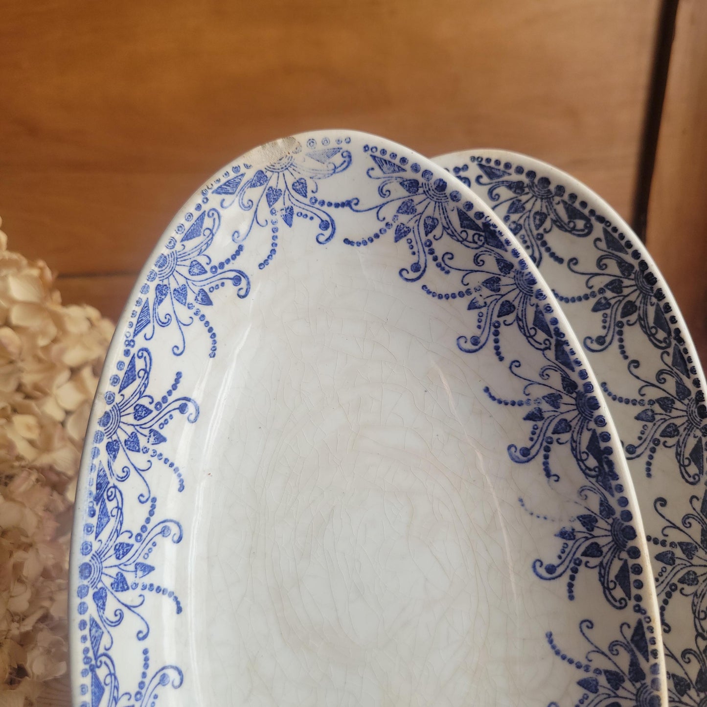 Pair of Blue Transferware Raviers by Choisy-le-Roi, France c.1900