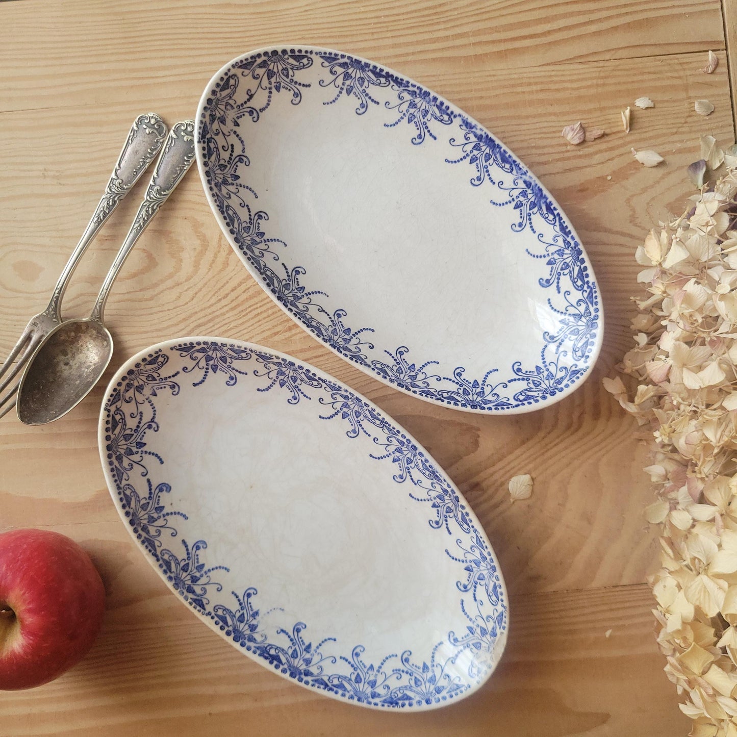 Pair of Blue Transferware Raviers by Choisy-le-Roi, France c.1900