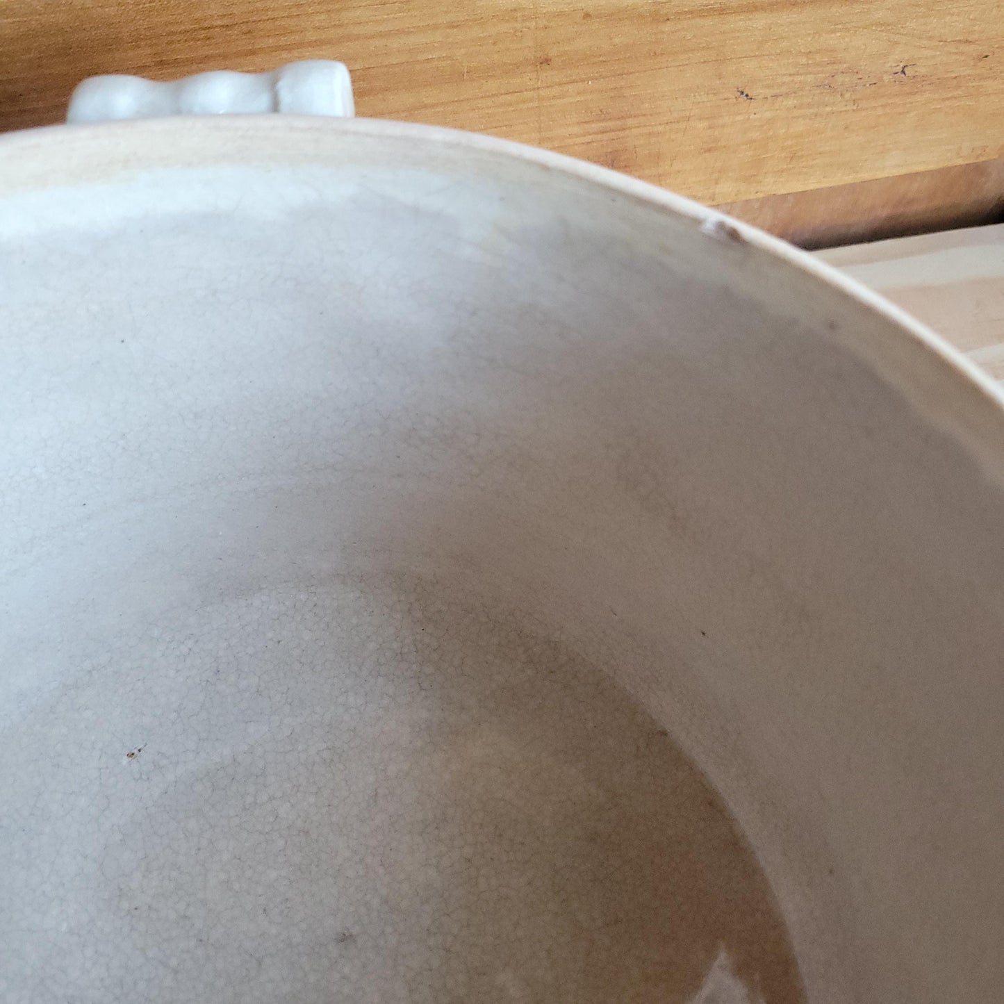 St Uze Stoneware Soupière with Lid, Blue Floral Decoration, France c.1920