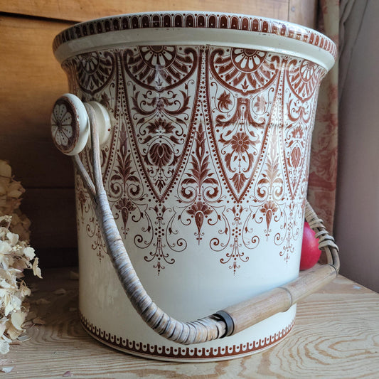 Very Large Sarreguemines Earthenware Pot with handle France c.1890