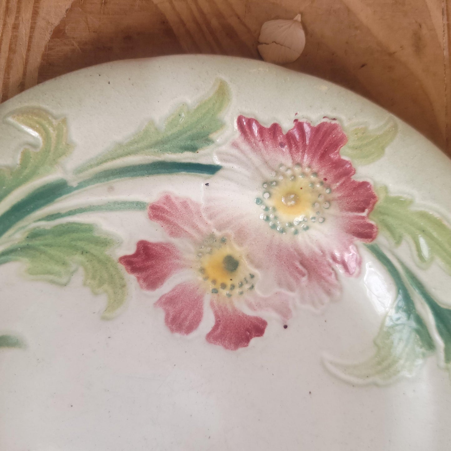 Small French Majolica Side Plate with Floral Motif, France c.19th Century