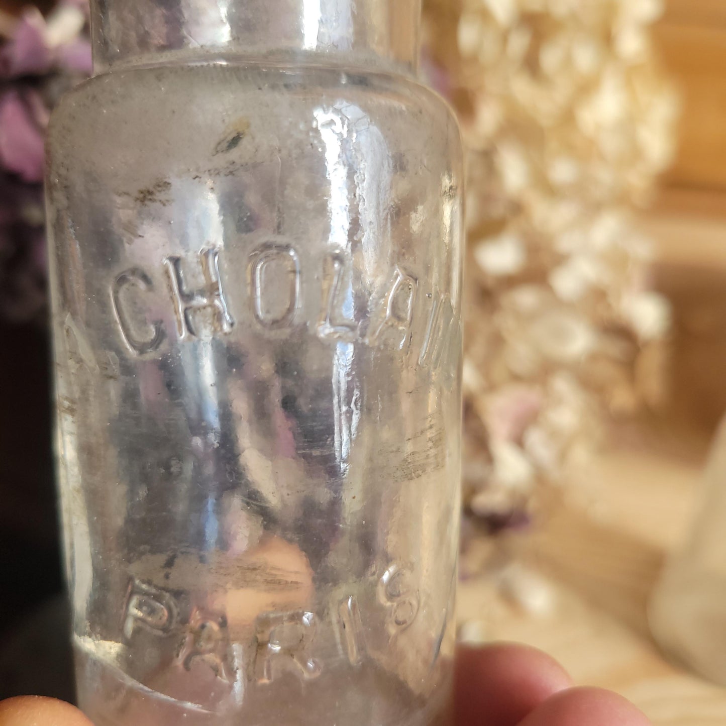 Set of 5 Antique Glass Bottles and fish terrine mould, France 1900-1920