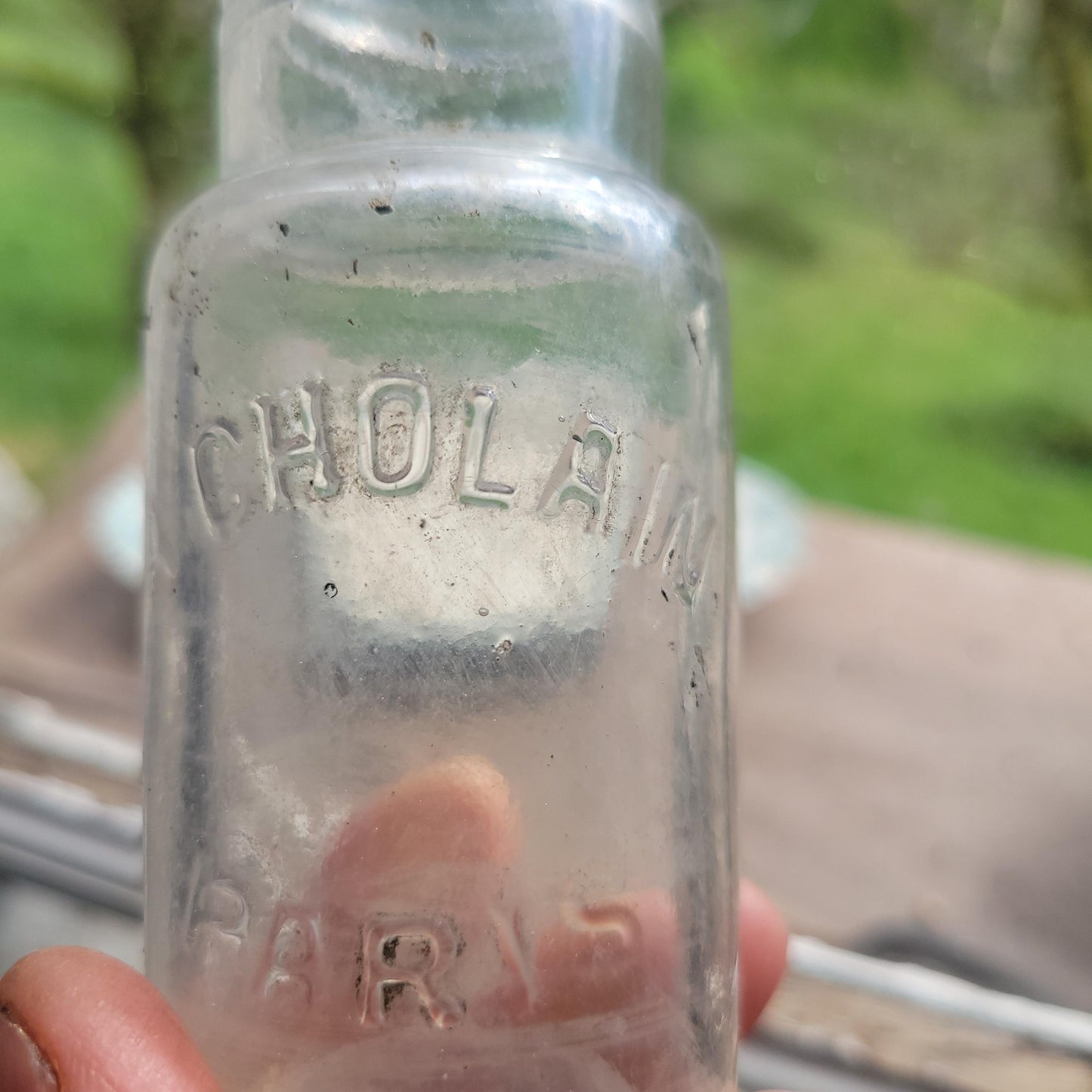 Set of 5 Antique Glass Bottles and fish terrine mould, France 1900-1920