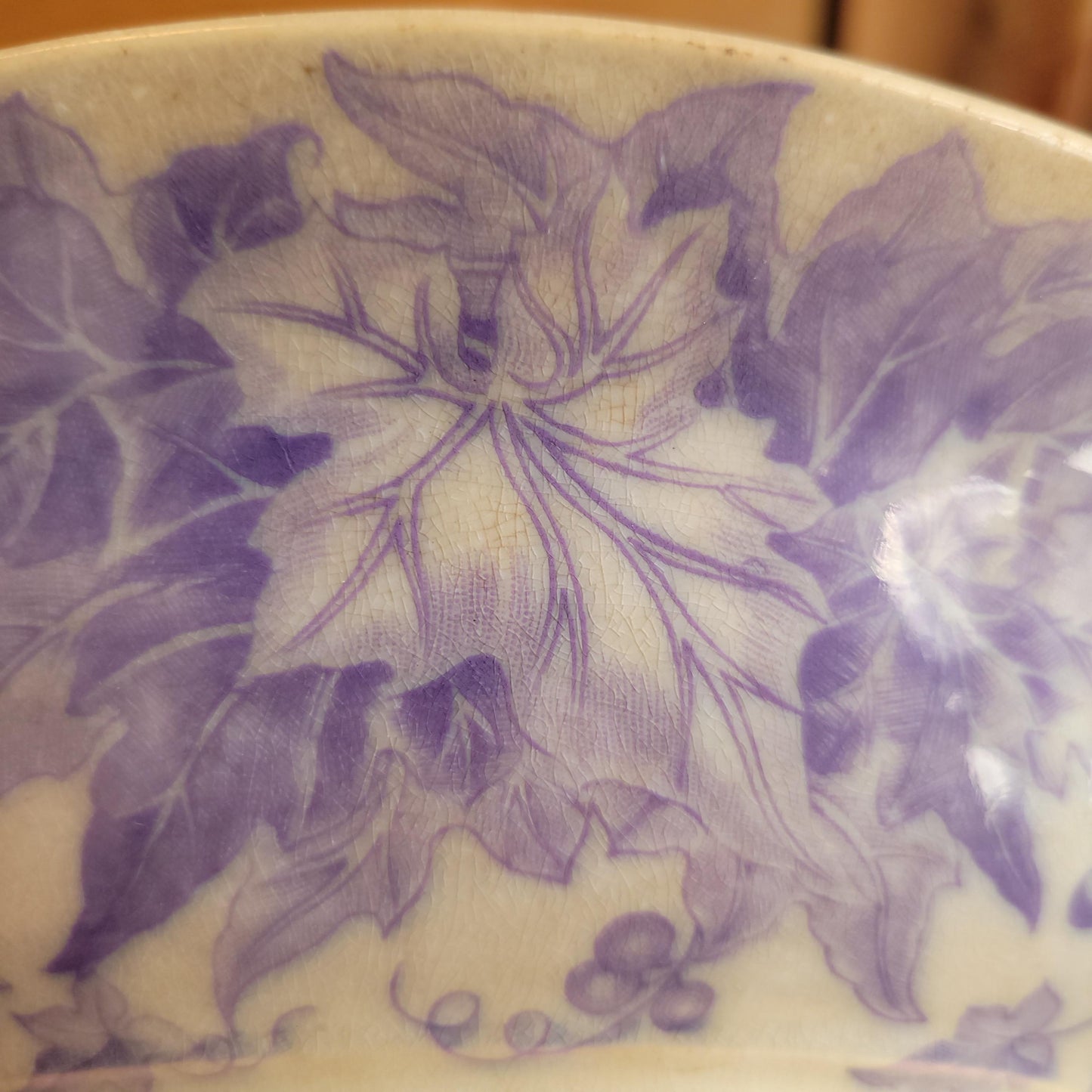 Bryonia Shallow Dish in Lilac Transferware, Sarreguemines France c.1890