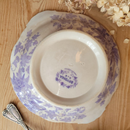 Bryonia Shallow Dish in Lilac Transferware, Sarreguemines France c.1890