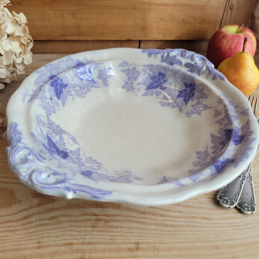 Bryonia Shallow Dish in Lilac Transferware, Sarreguemines France c.1890