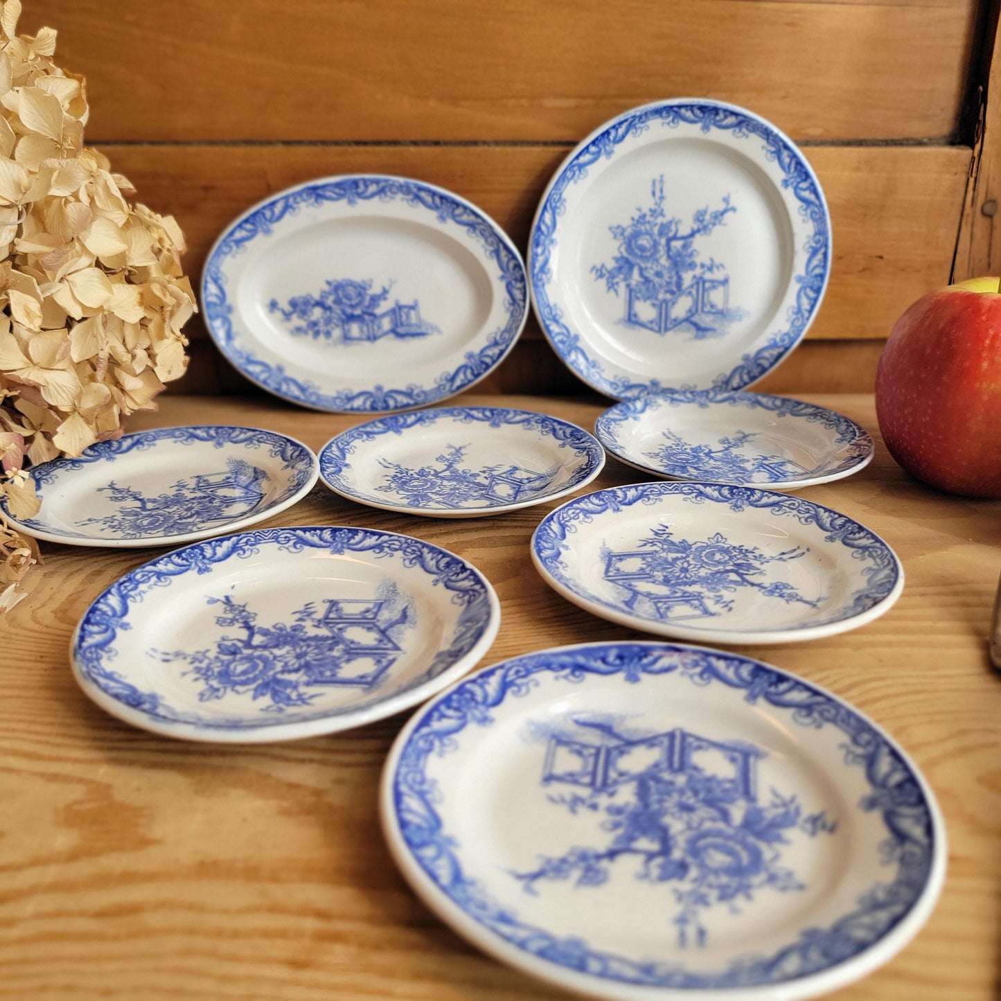Miniature Antique French Dinette Set, Doll Dinner Service, Attributed Creil et Montereau, France c.1890