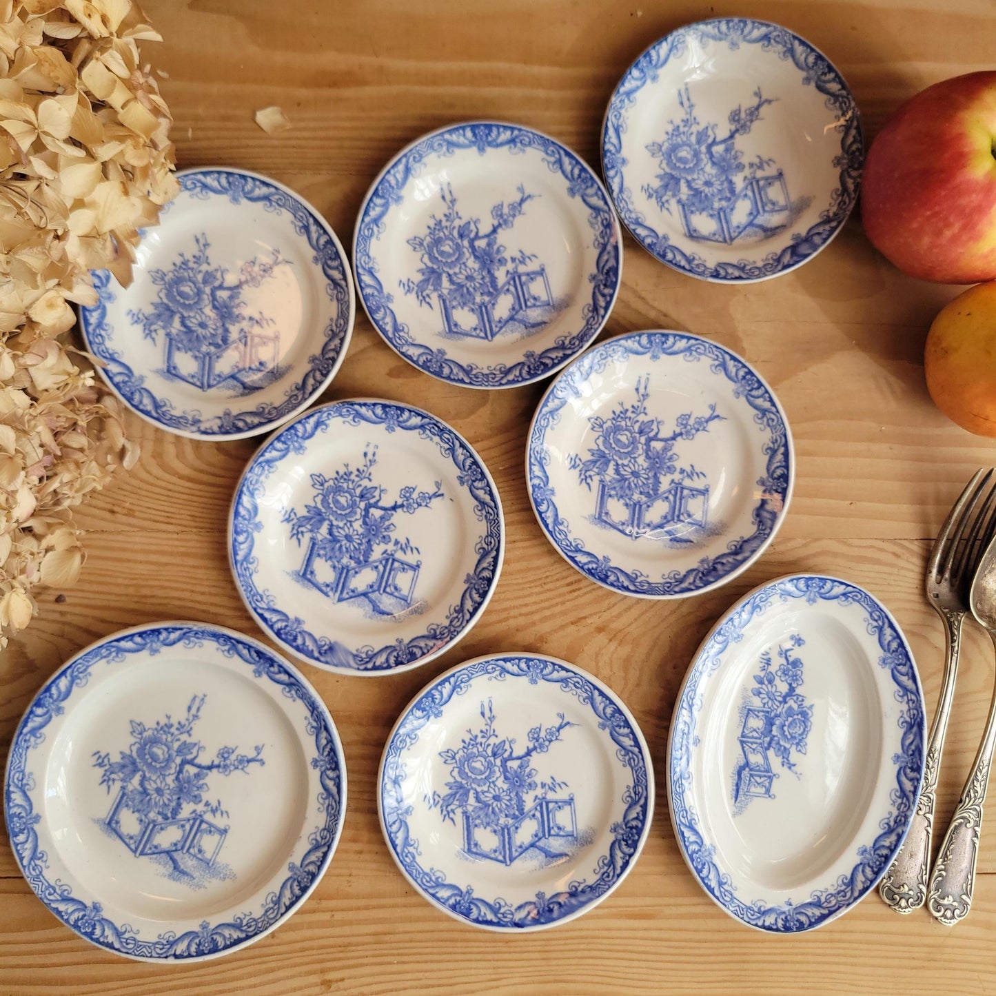 Miniature Antique French Dinette Set, Doll Dinner Service, Attributed Creil et Montereau, France c.1890