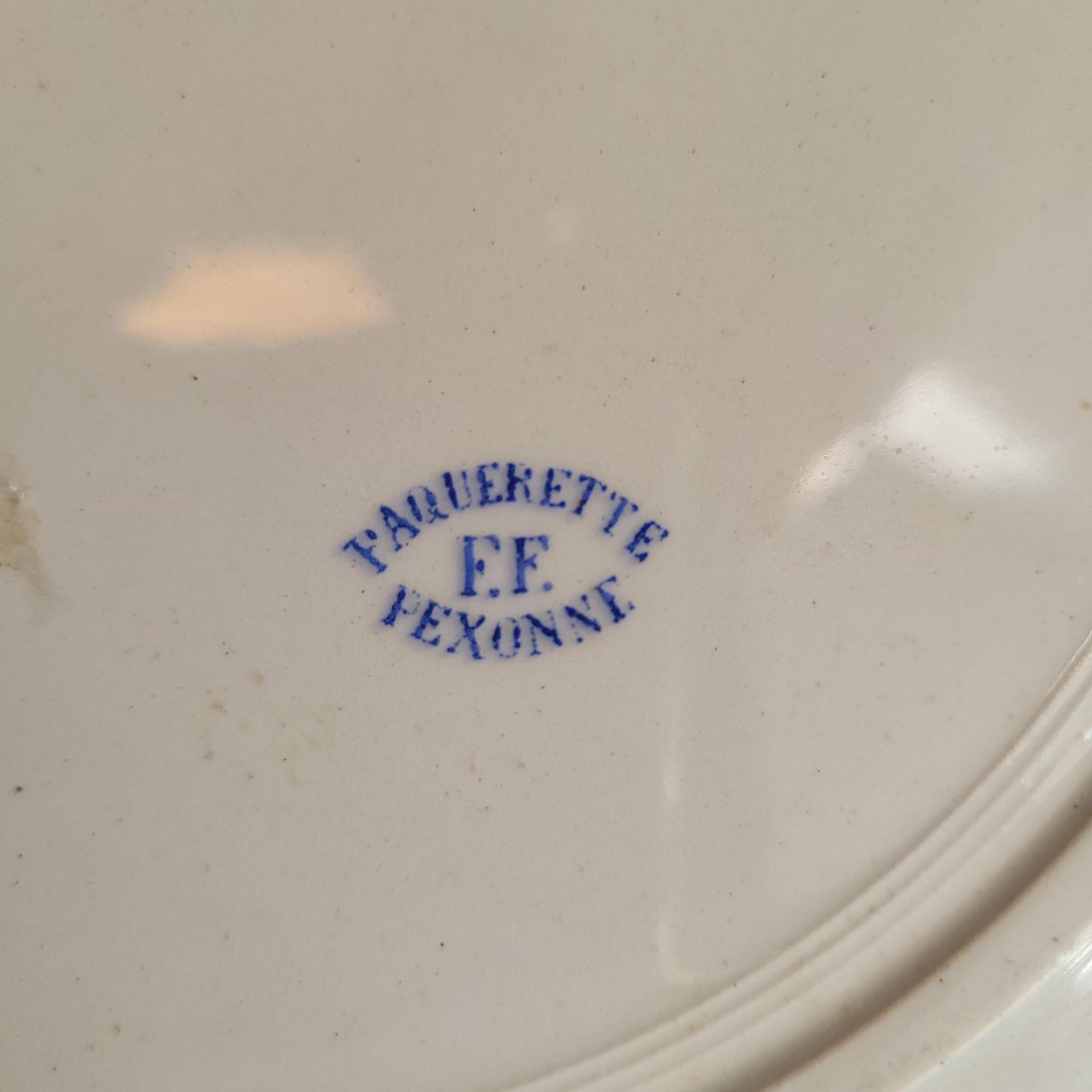 Antique Blue and White Floral Platter by Pexonne, France c.1900