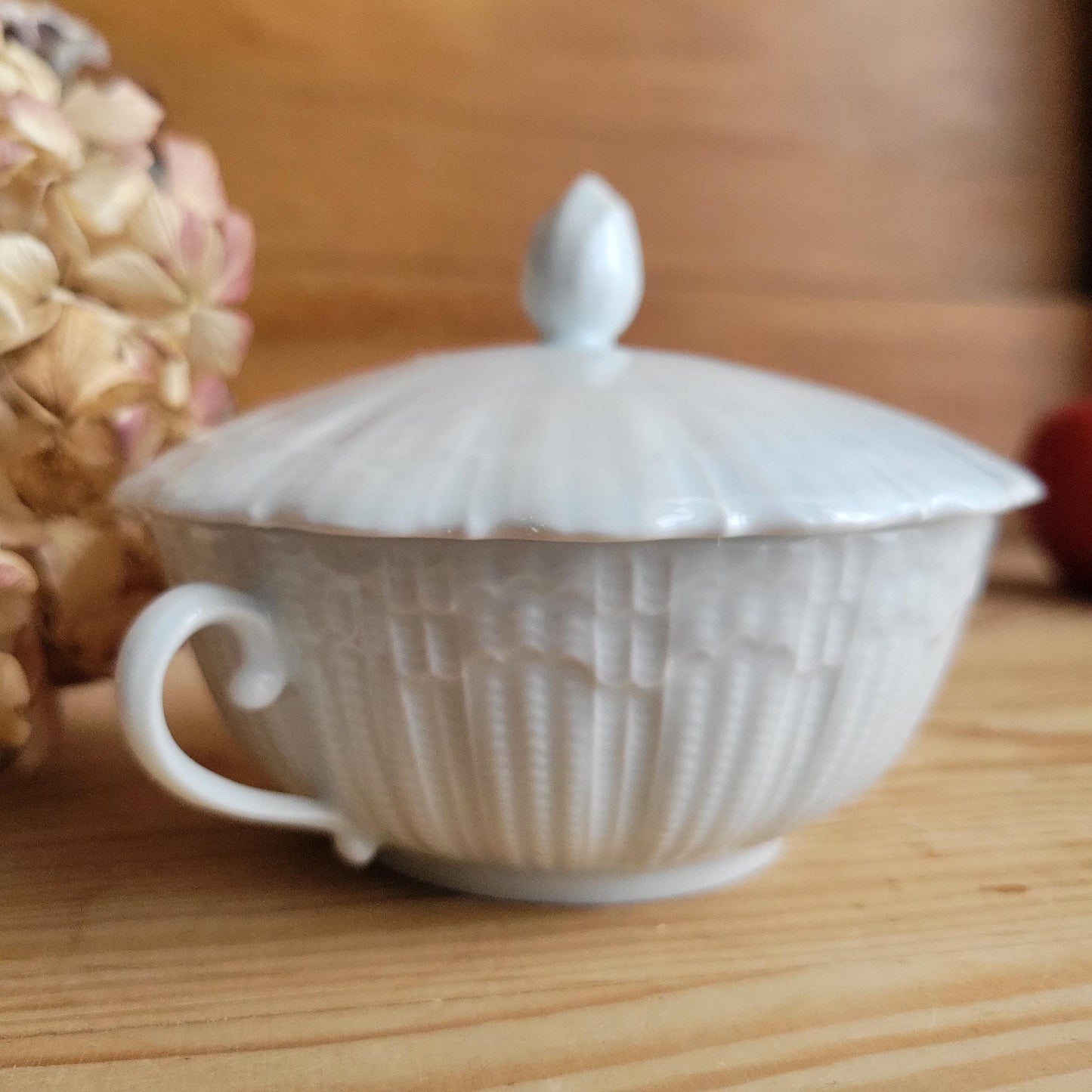 Small Girauld Porcelain Cache Pot / Sugar Bowl with Lid and Handles French Antique c1910