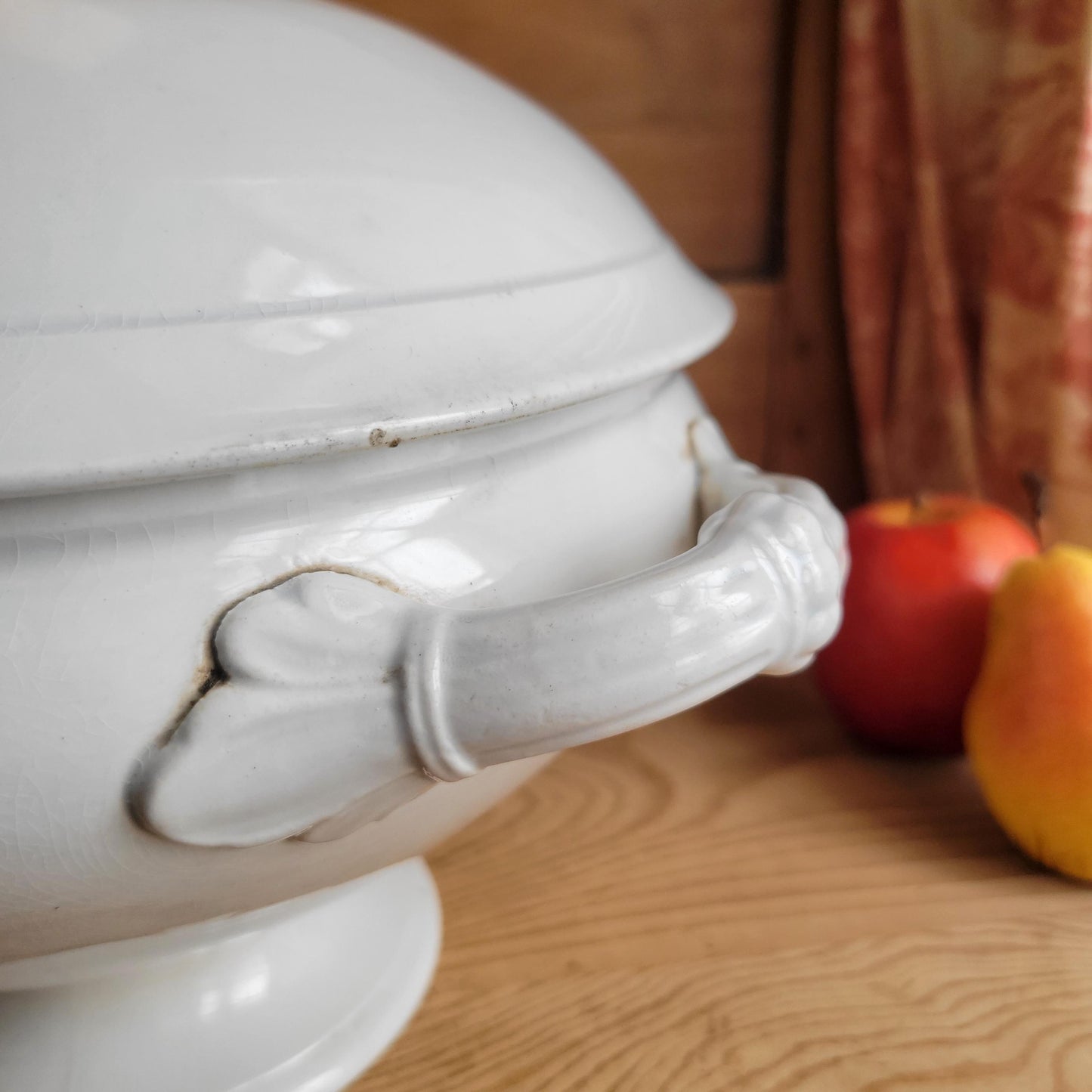 Large Antique Badonviller Soupière, excellent condition White Earthenware, France c.1900