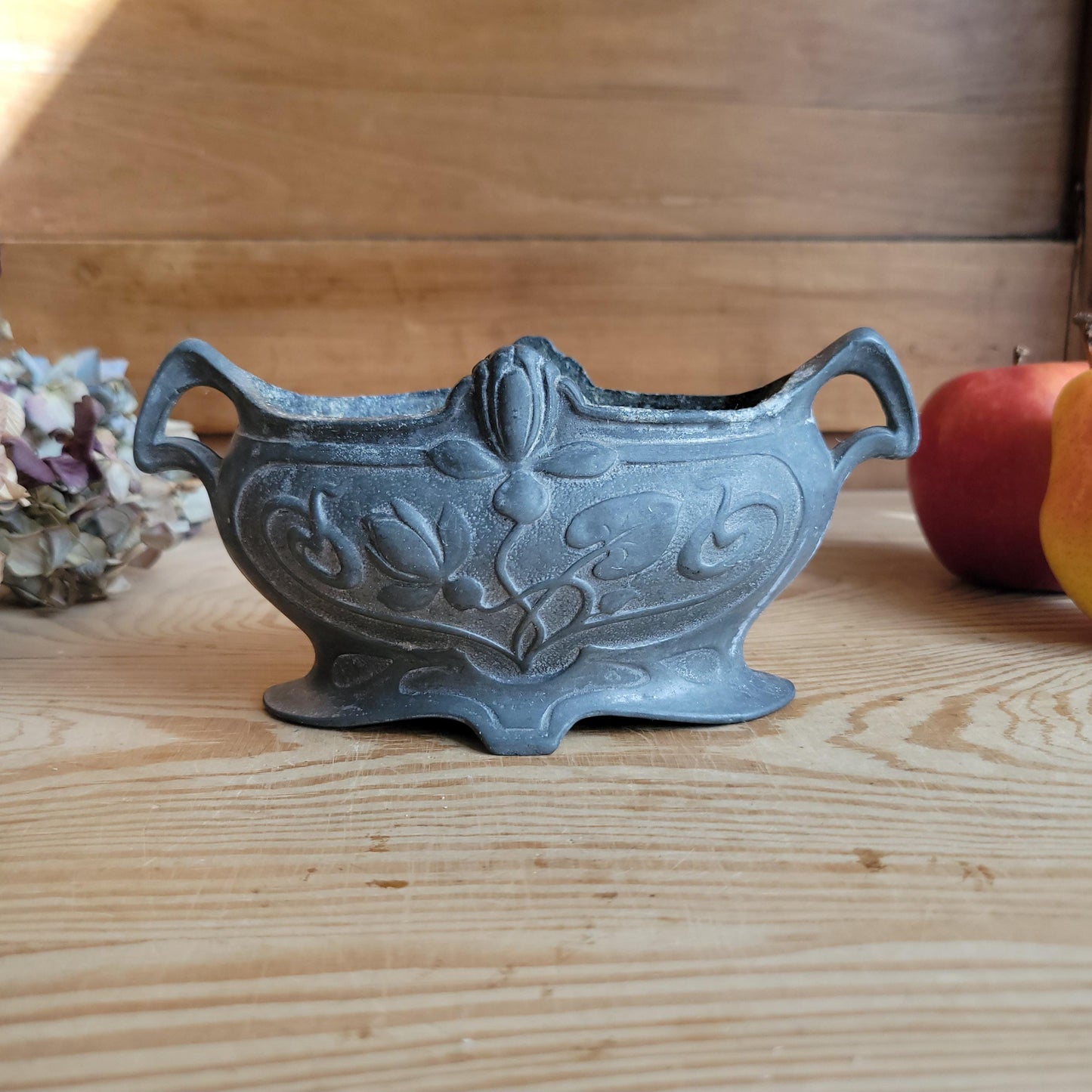 Small Cast Pewter Jardinière, Art Nouveau Style, France c 1900-1920